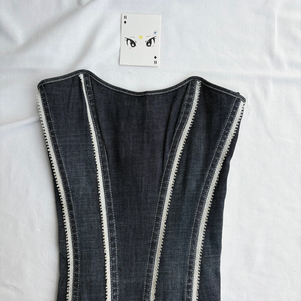 DENIM CORSET (Bust : 28-32, Upper Waist : 24-26)