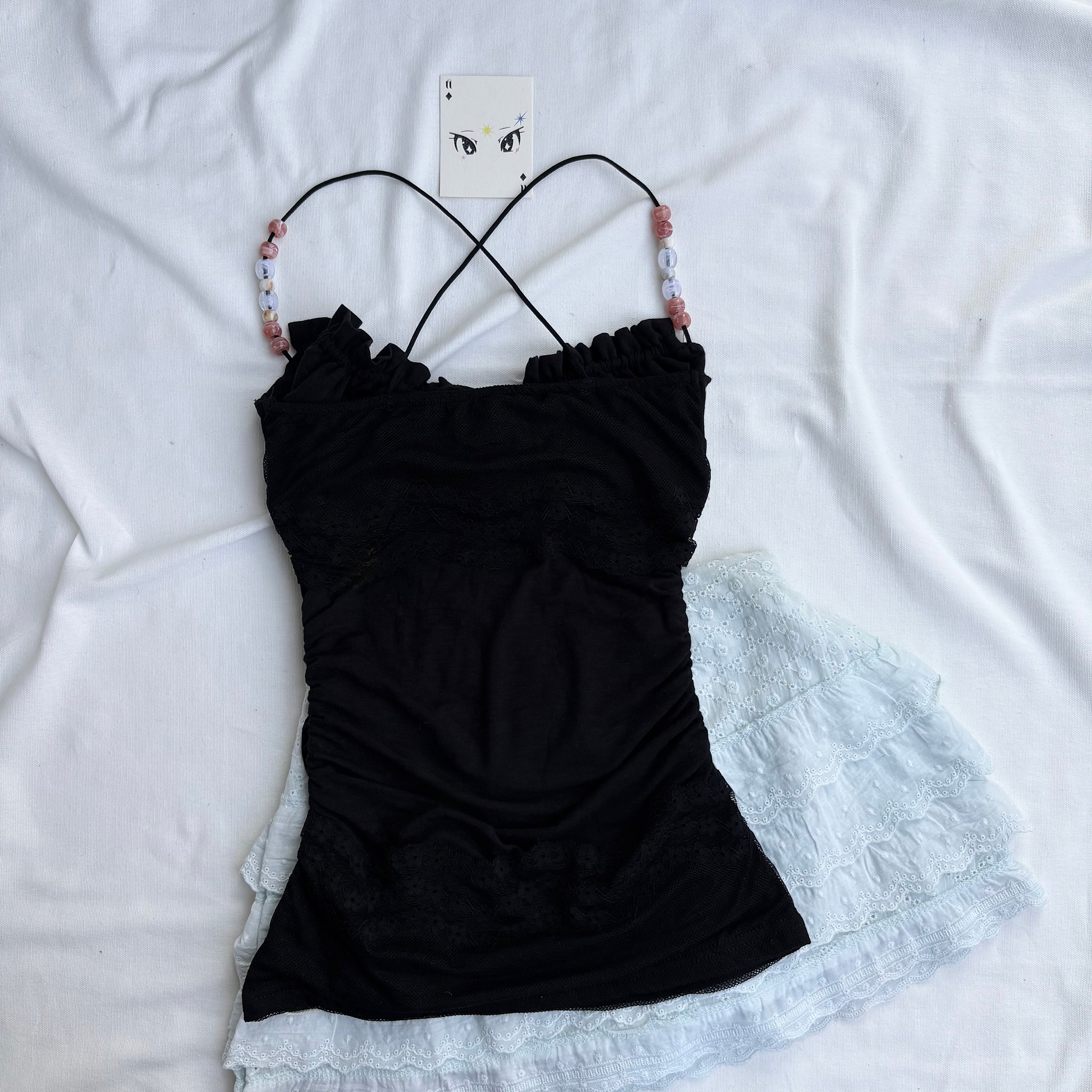 BLACK BEADED TOP (Bust : 28-34, Upper Waist : 22-28)