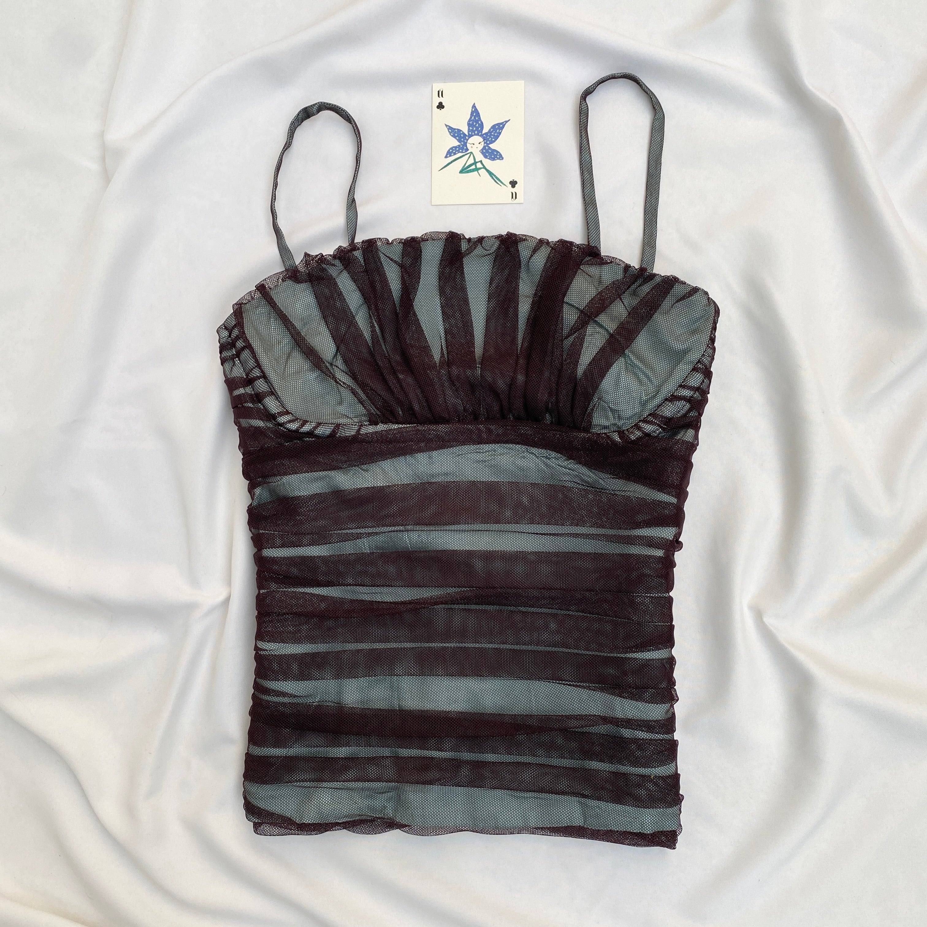 BLUE RUCHED CORSET (Bust : 30-32, Upper Waist : 24-26)