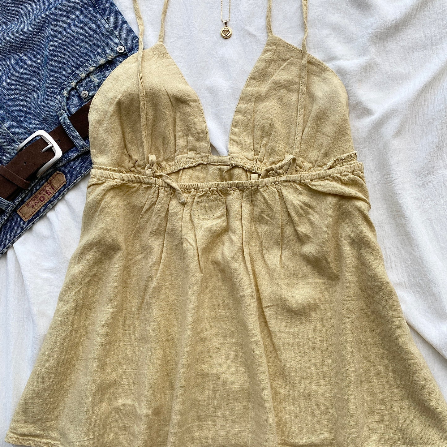 YELLOW BABYDOLL TOP FROM FREE PEOPLE (Sizes available)
