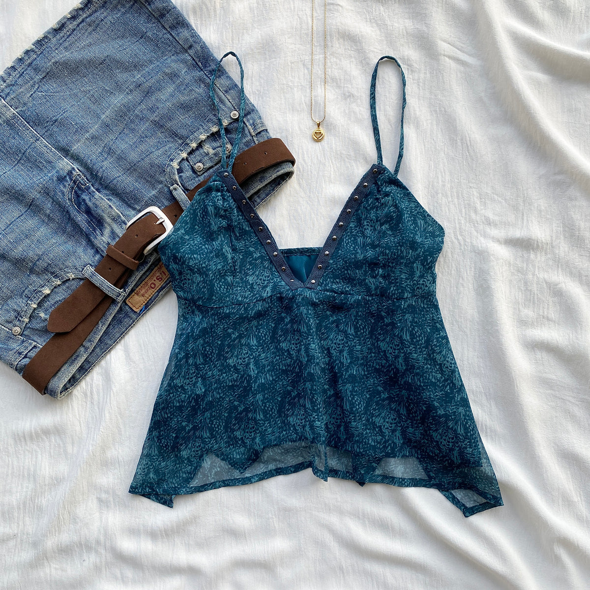 BLUE STUDDED TOP FROM MANGO (Sizes available)