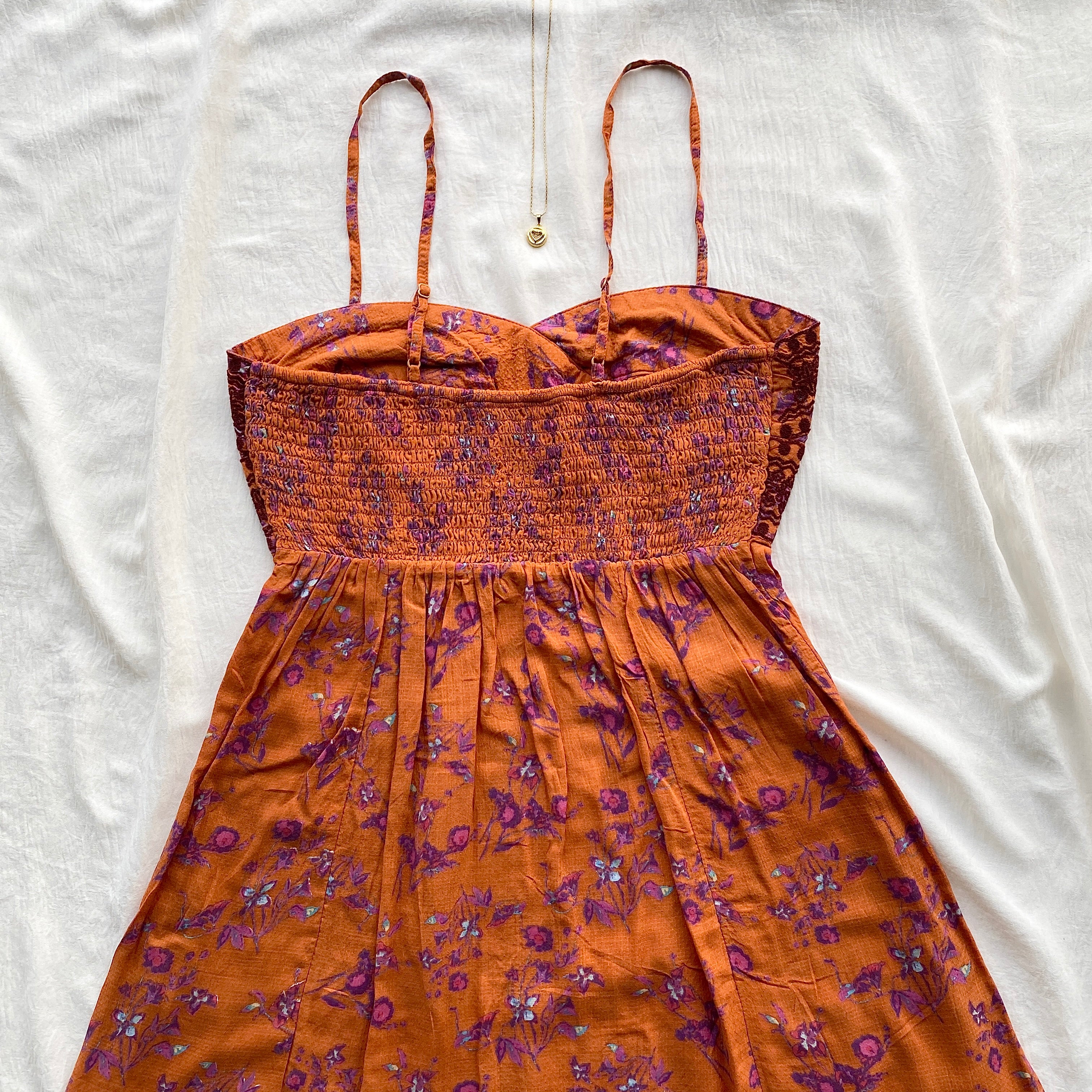 FLORAL DRESS IN RUST ORANGE FROM FREE PEOPLE (Sizes available)