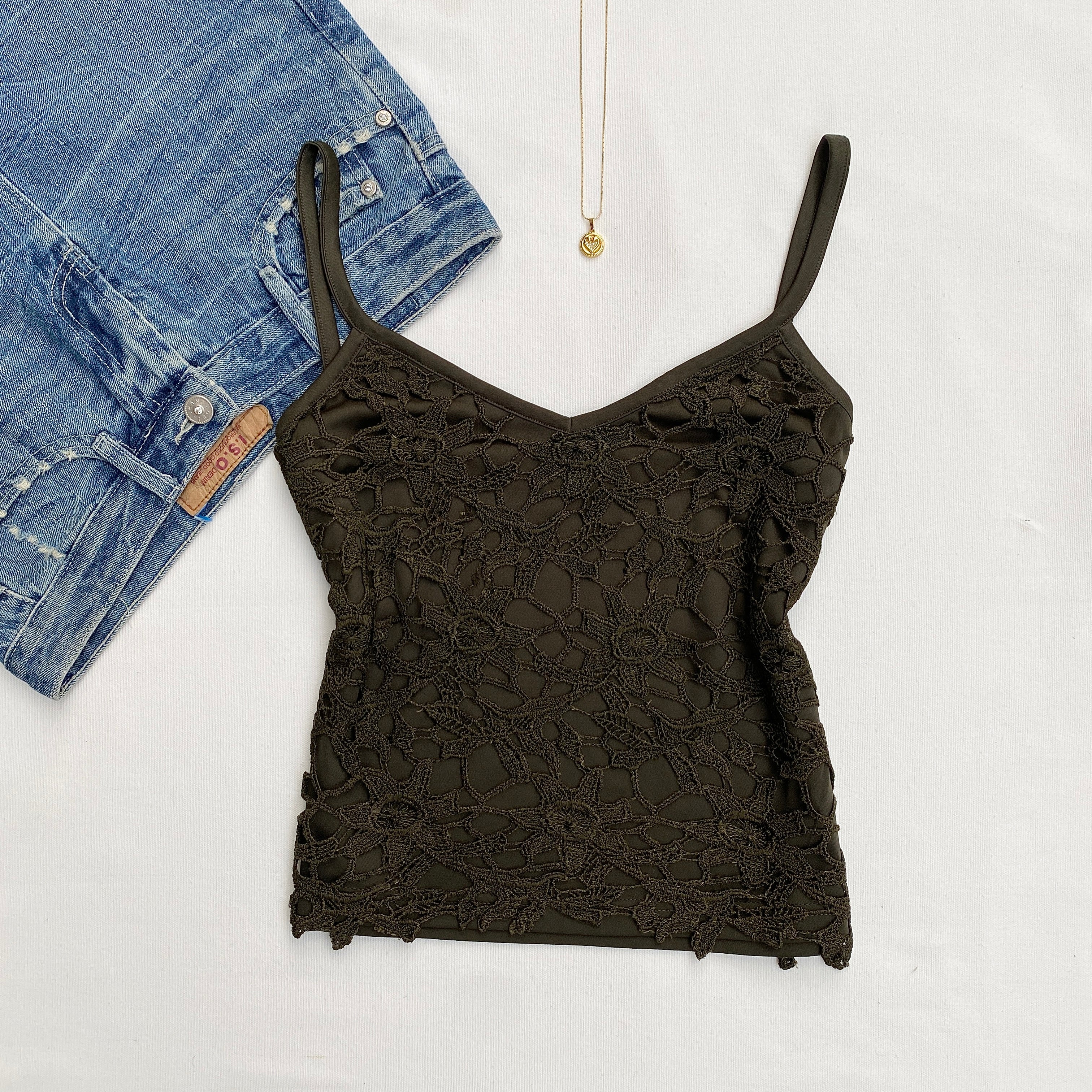 GREEN CROCHET TOP (Bust : 34-36, Upper Waist : 28-32)
