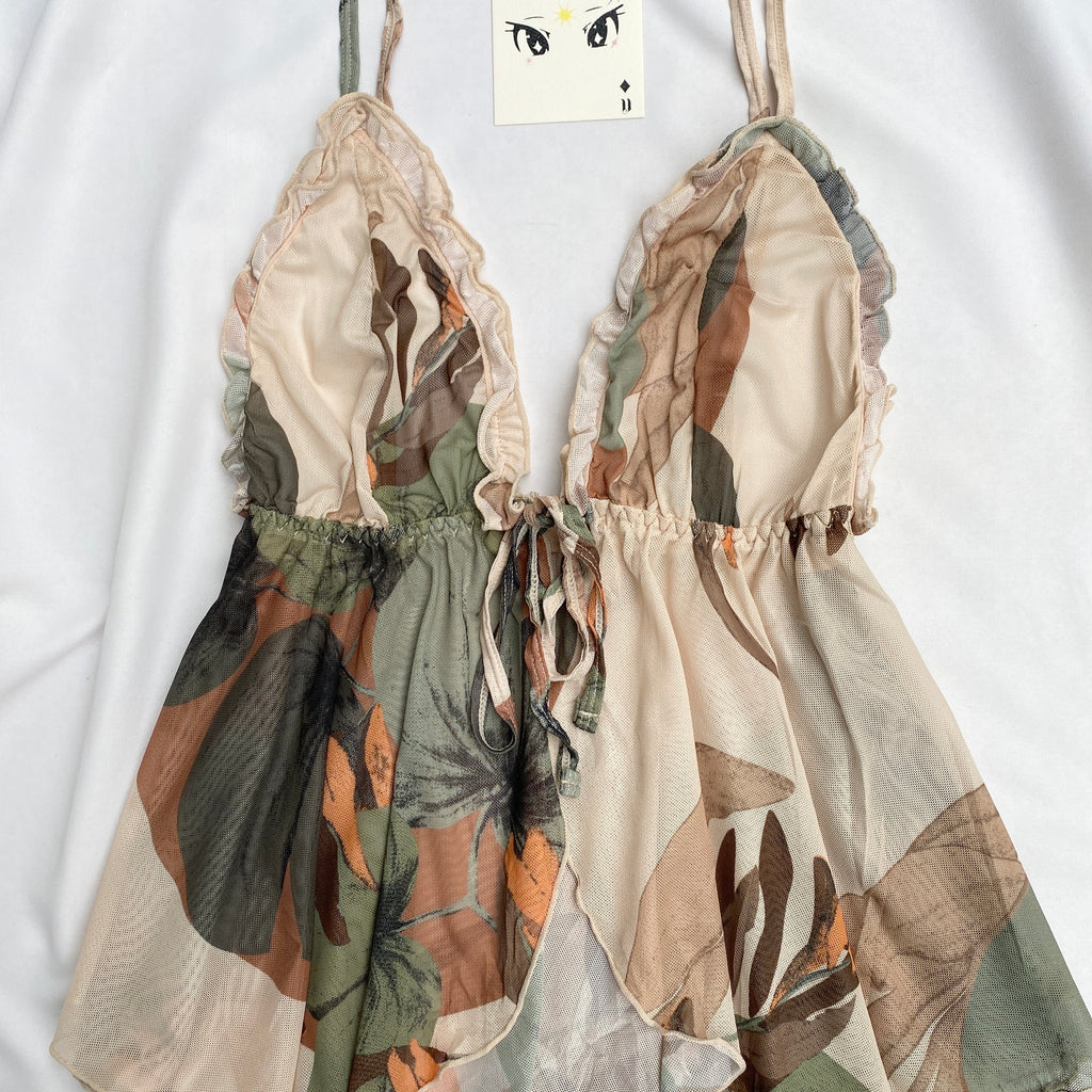 FLORAL BABYDOLL TOP  (Bust : 30-34, Upper Waist : Free)