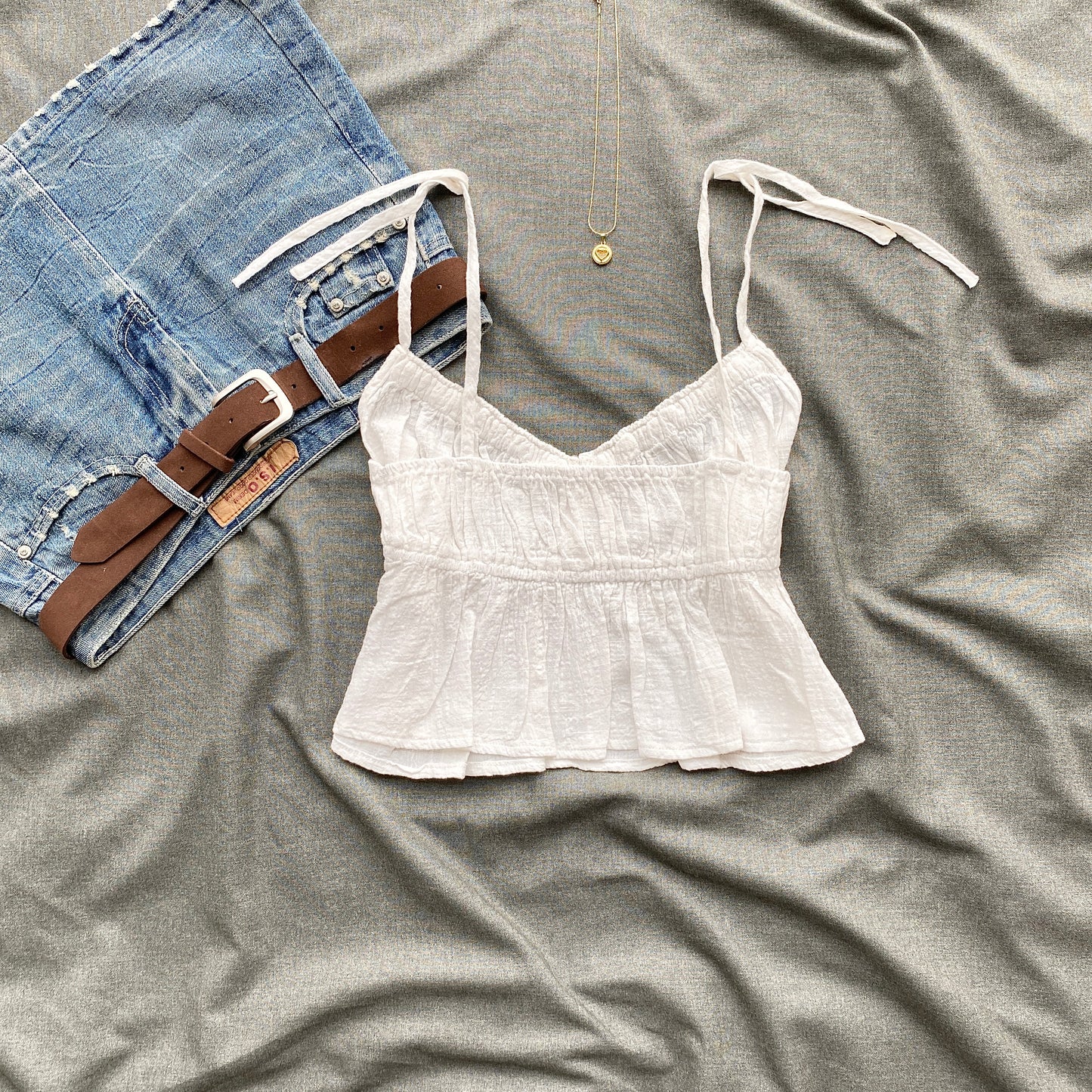 WHITE TIE UP TOP (Bust : 34-38, Upper Waist : 28-34)