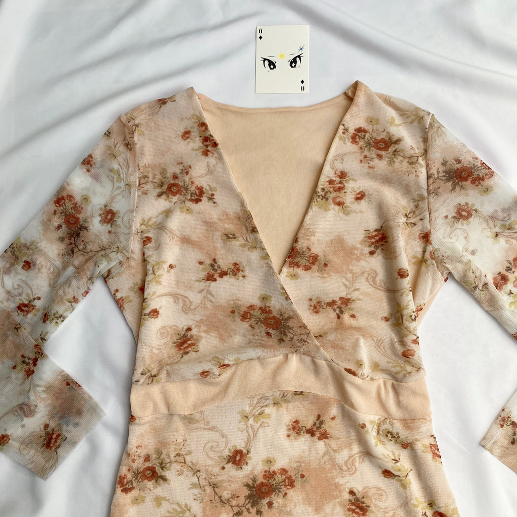 FLORAL FULL SLEEVED TOP (Bust : 34-38, Upper Waist : 28-36)