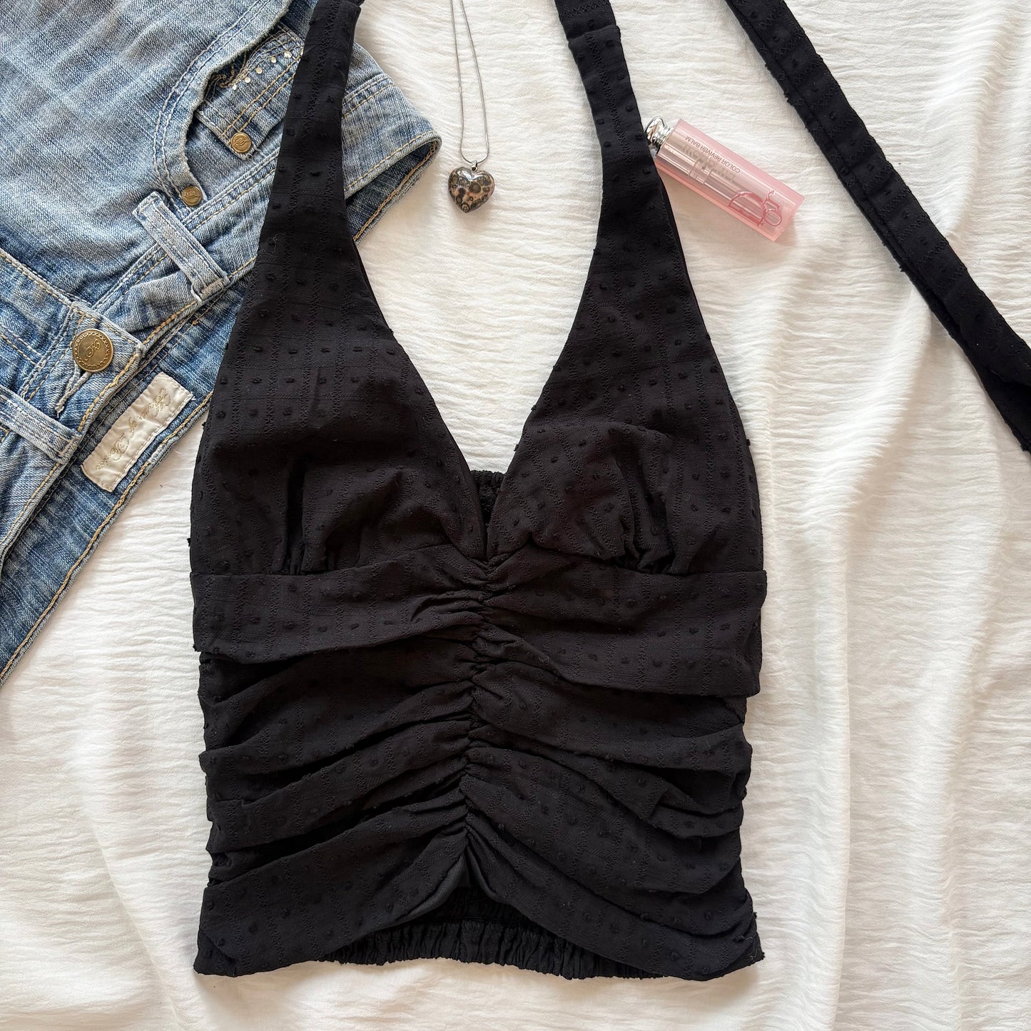 BLACK HALTER TOP (Bust : 28-32, Upper Waist : 22-26)