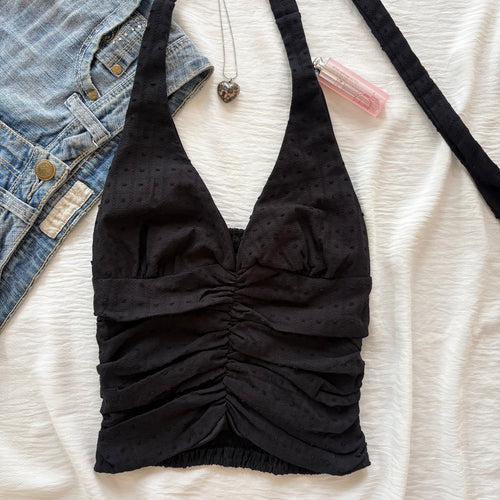 BLACK HALTER TOP (Bust : 28-32, Upper Waist : 22-26)