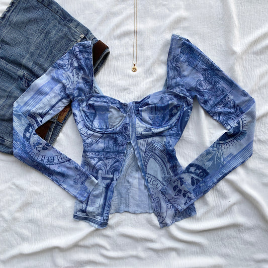 BLUE TOP FROM GLASSONS (Bust : 30-34, Upper Waist : 26-30)