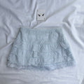 BLUE EYELET SKIRT (Waist : 24-28)