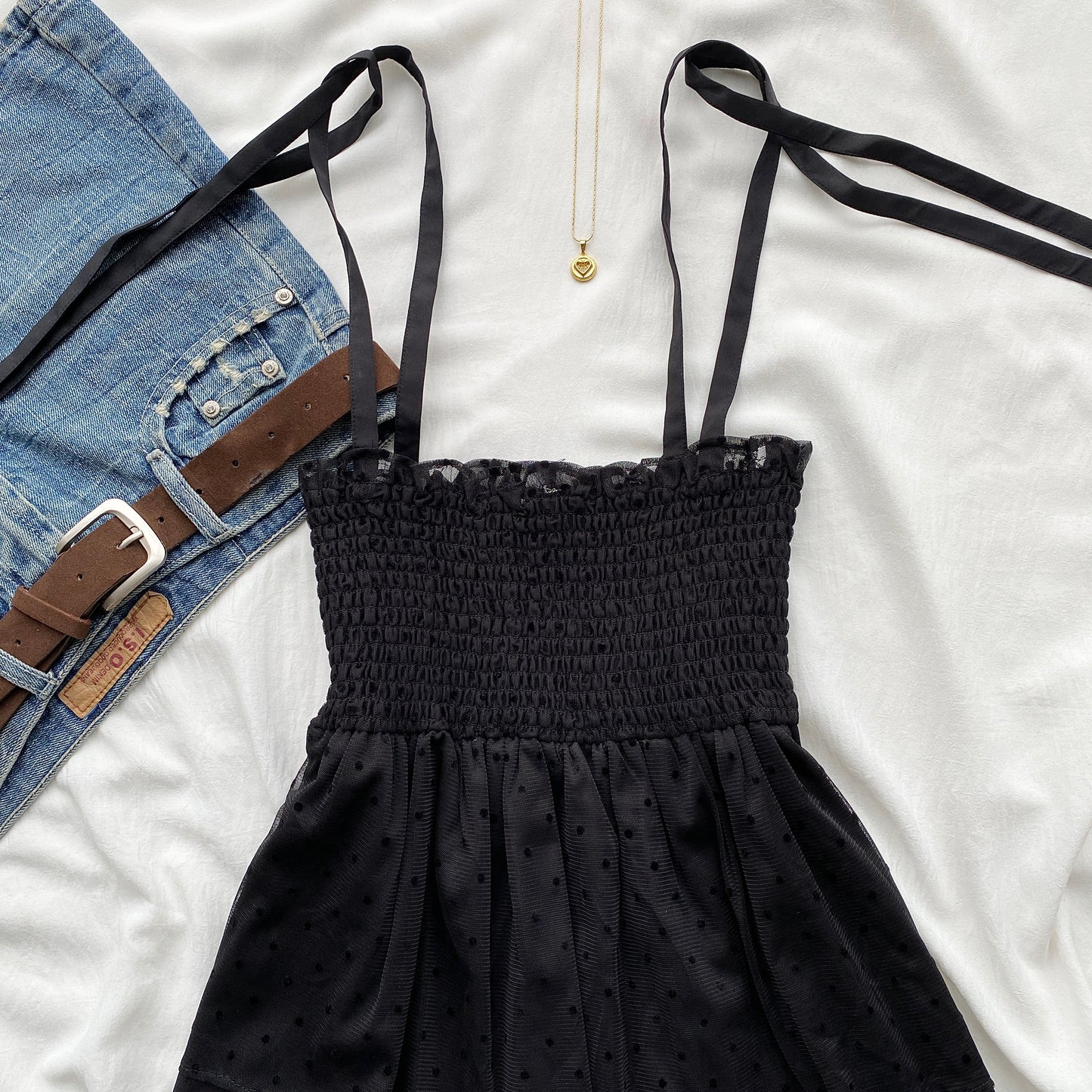 BLACK TIE UP BABYDOLL TOP (Sizes available)