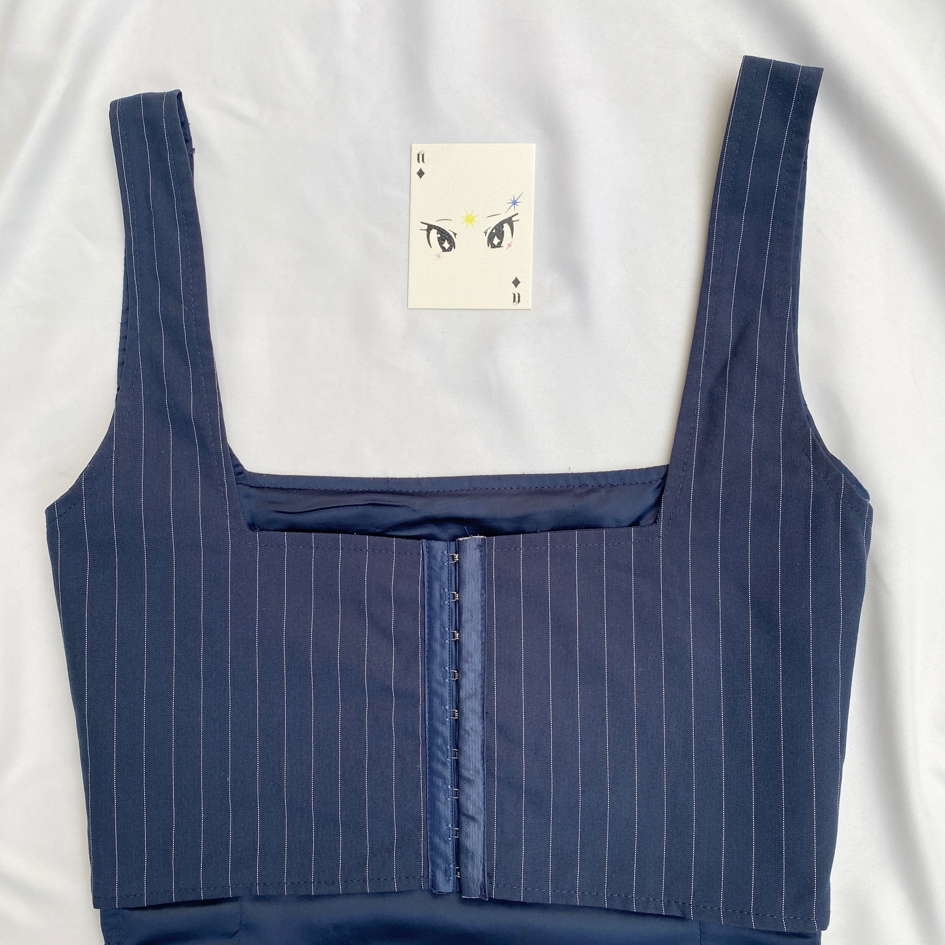 NAVY BLUE PINSTRIPE CORSET  (Bust : 34-36, Upper Waist : 30-32)