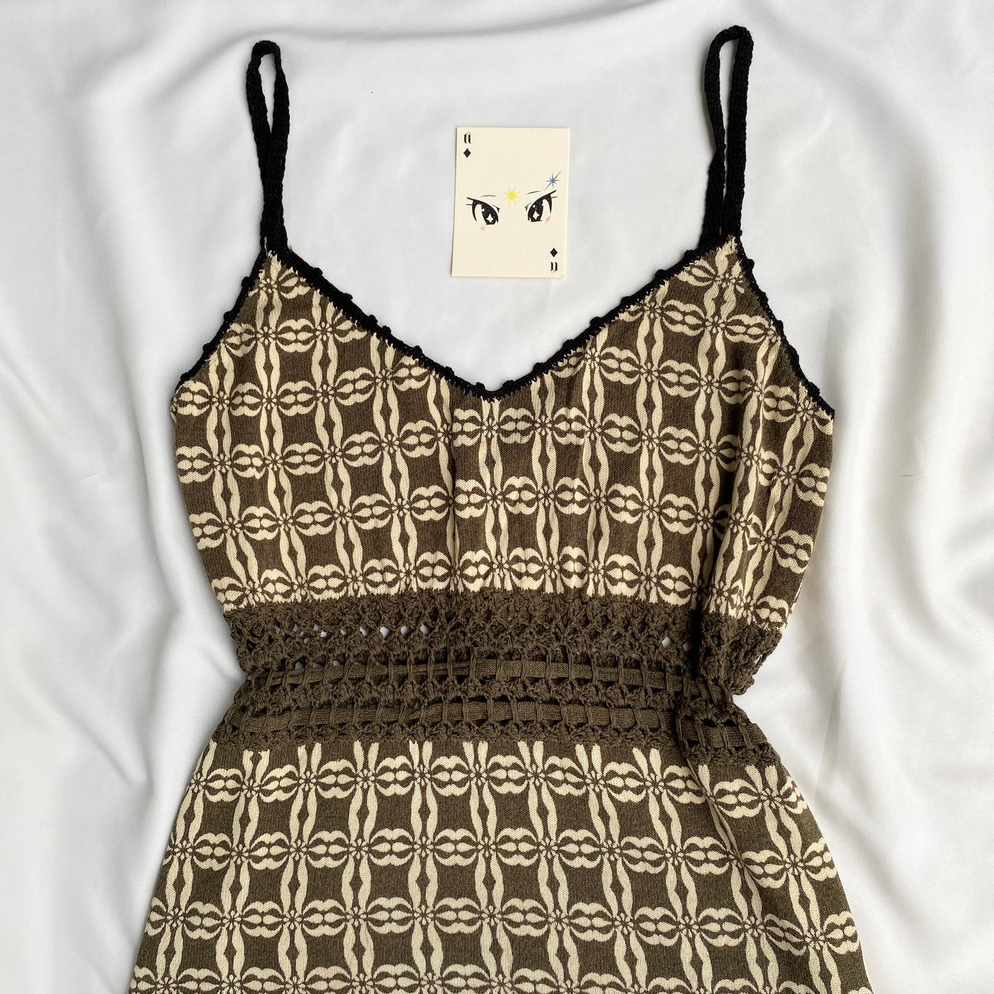 BROWN BABYDOLL TOP WITH CROCHET DETAIL (Bust : 34-36, Upper Waist : 26-34)