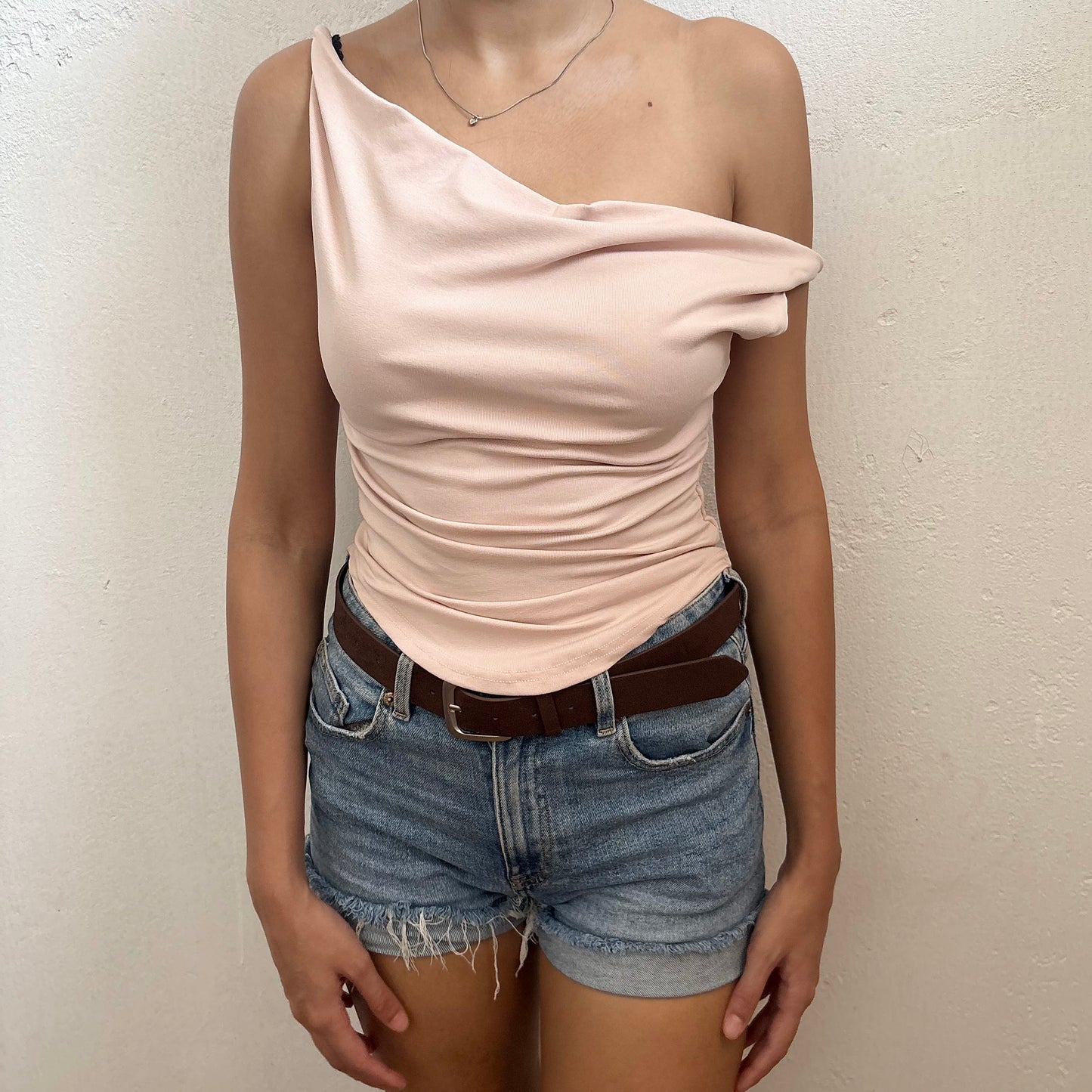 ASYMMETRIC TOP IN BLUSH PINK (Bust : 30-34, Upper Waist : 26-32)