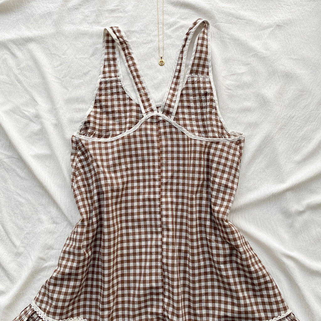 BROWN PLAID DRESS (Bust : 34-36, Upper Waist : 28-36)