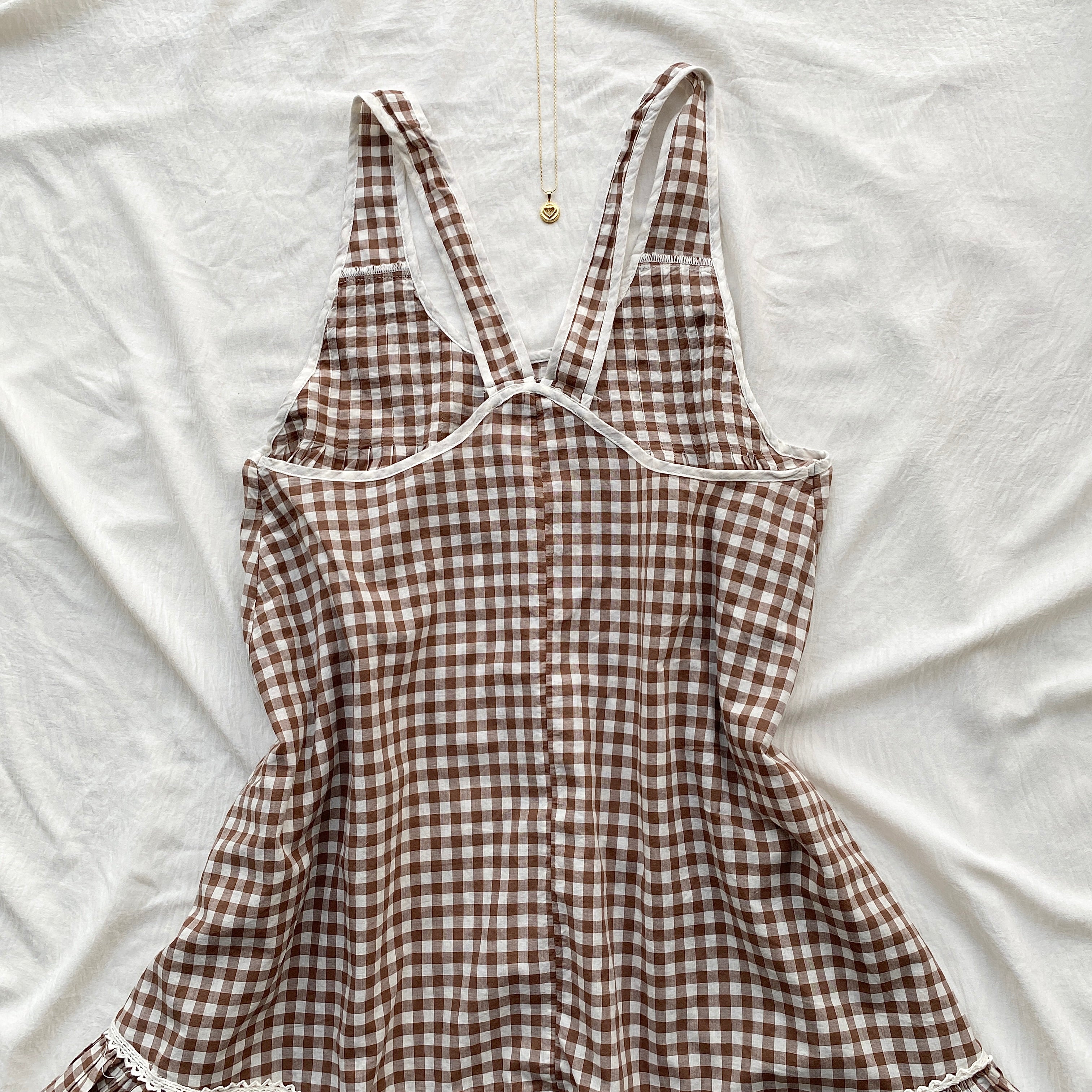BROWN PLAID DRESS (Bust : 34-36, Upper Waist : 28-36)