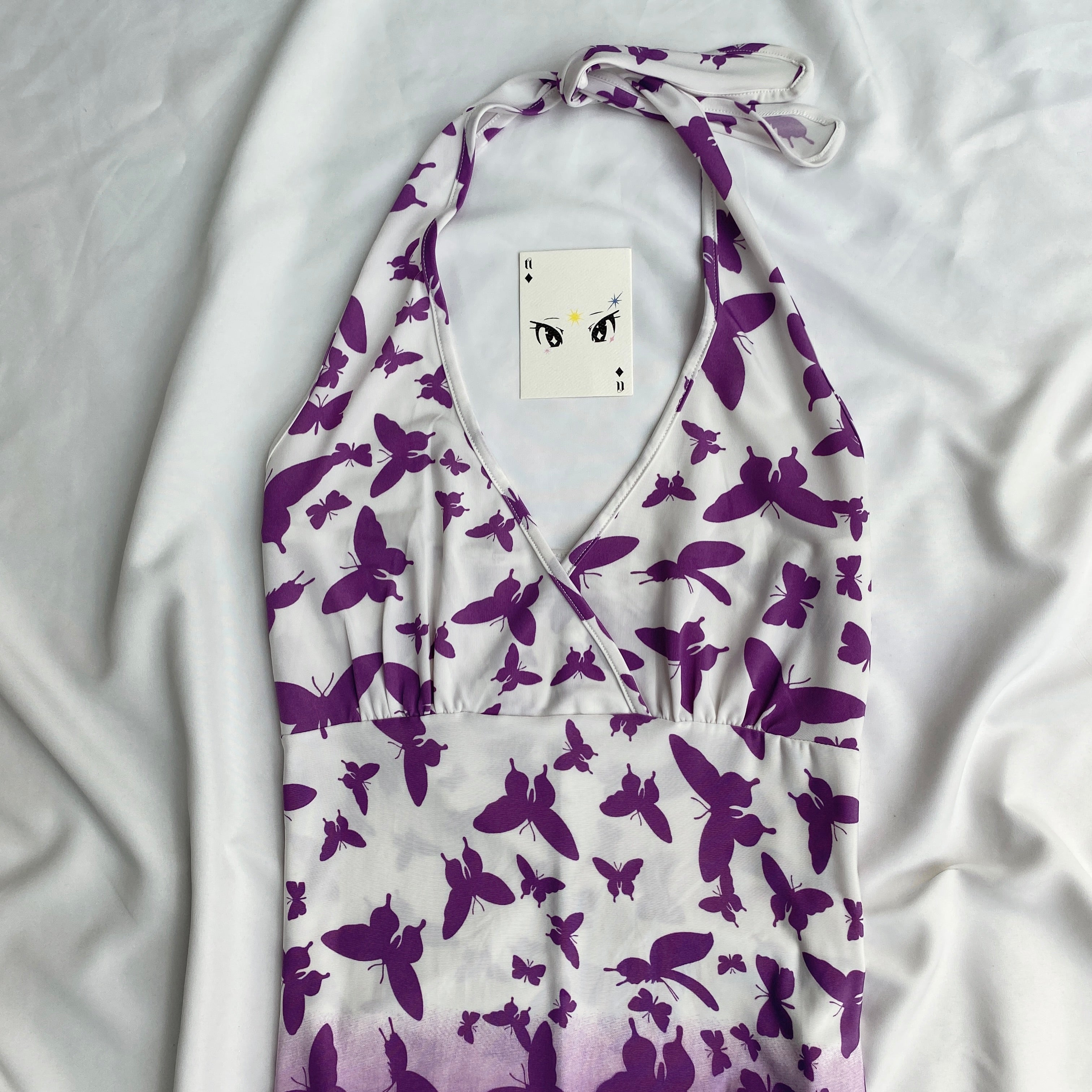 PURPLE BUTTERFLY HALTER TOP (Bust : 30-34, Upper Waist : 26-32)