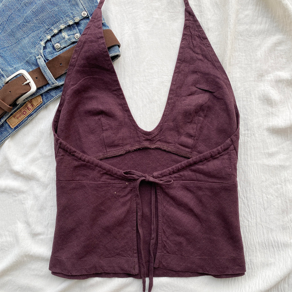 LINEN SET IN FUDGE FROM FREE PEOPLE (Bust : 28-32, Upper Waist : 22-28)