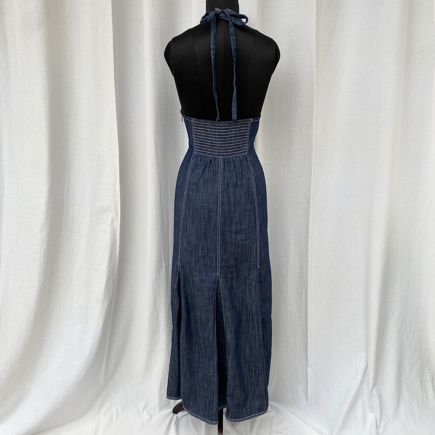 DENIM HALTER DRESS (Bust : 36-38, Upper Waist : 30-34)