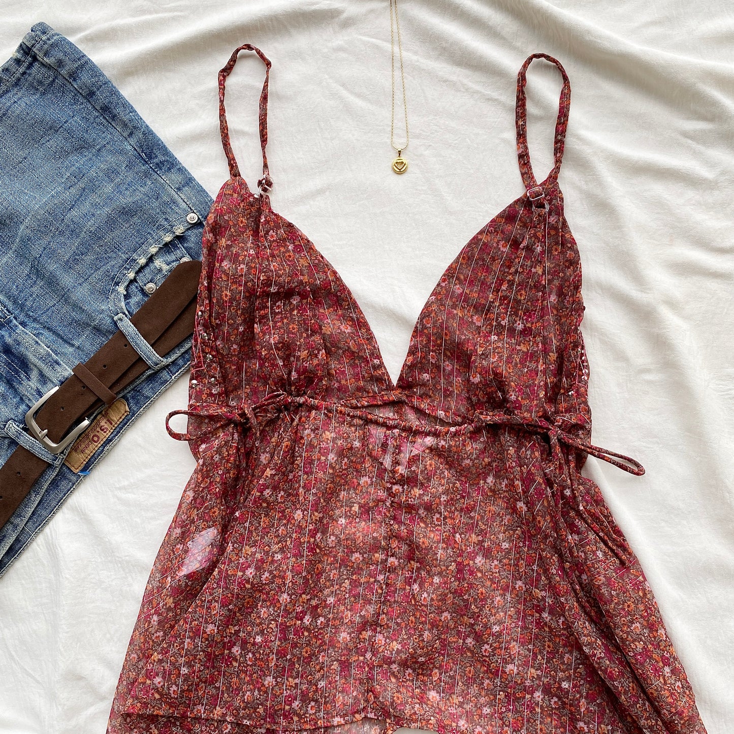 RED EMEBLLISHED TOP (Sizes available)