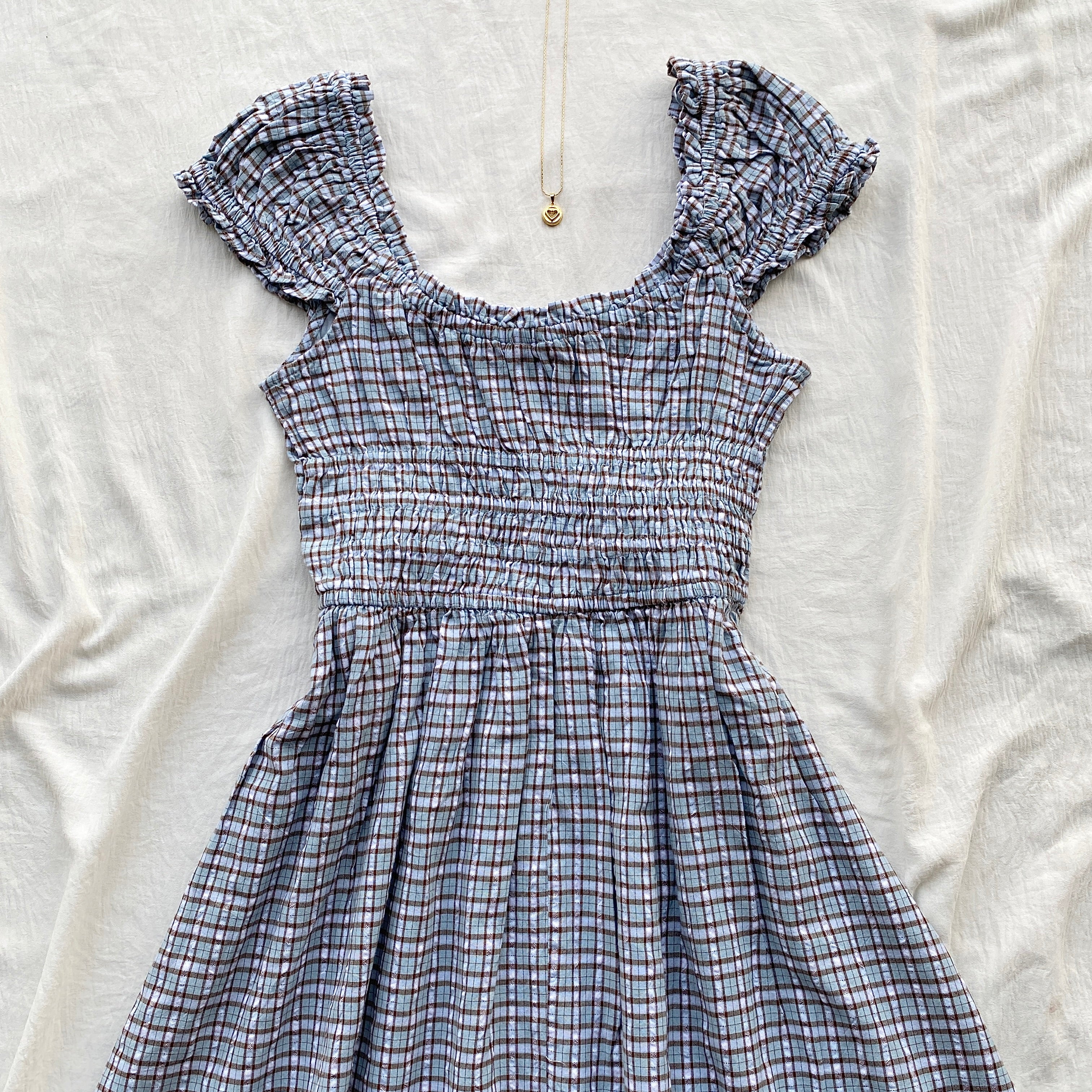 PLAID DRESS IN BLUE FROM COTTON ON (Bust : 30-34, Upper Waist : 26-32)