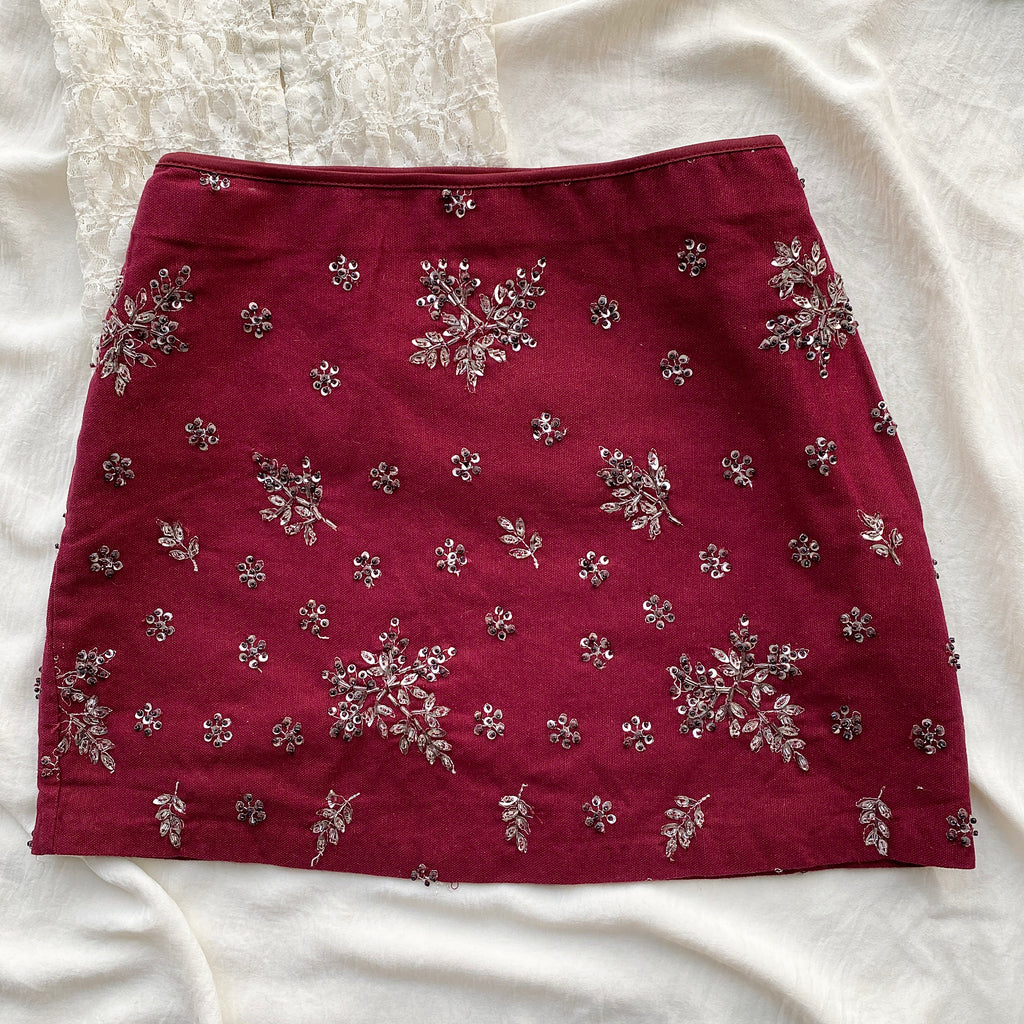 MAROON EMBELLISHED SKIRT (Multiple sizes available)