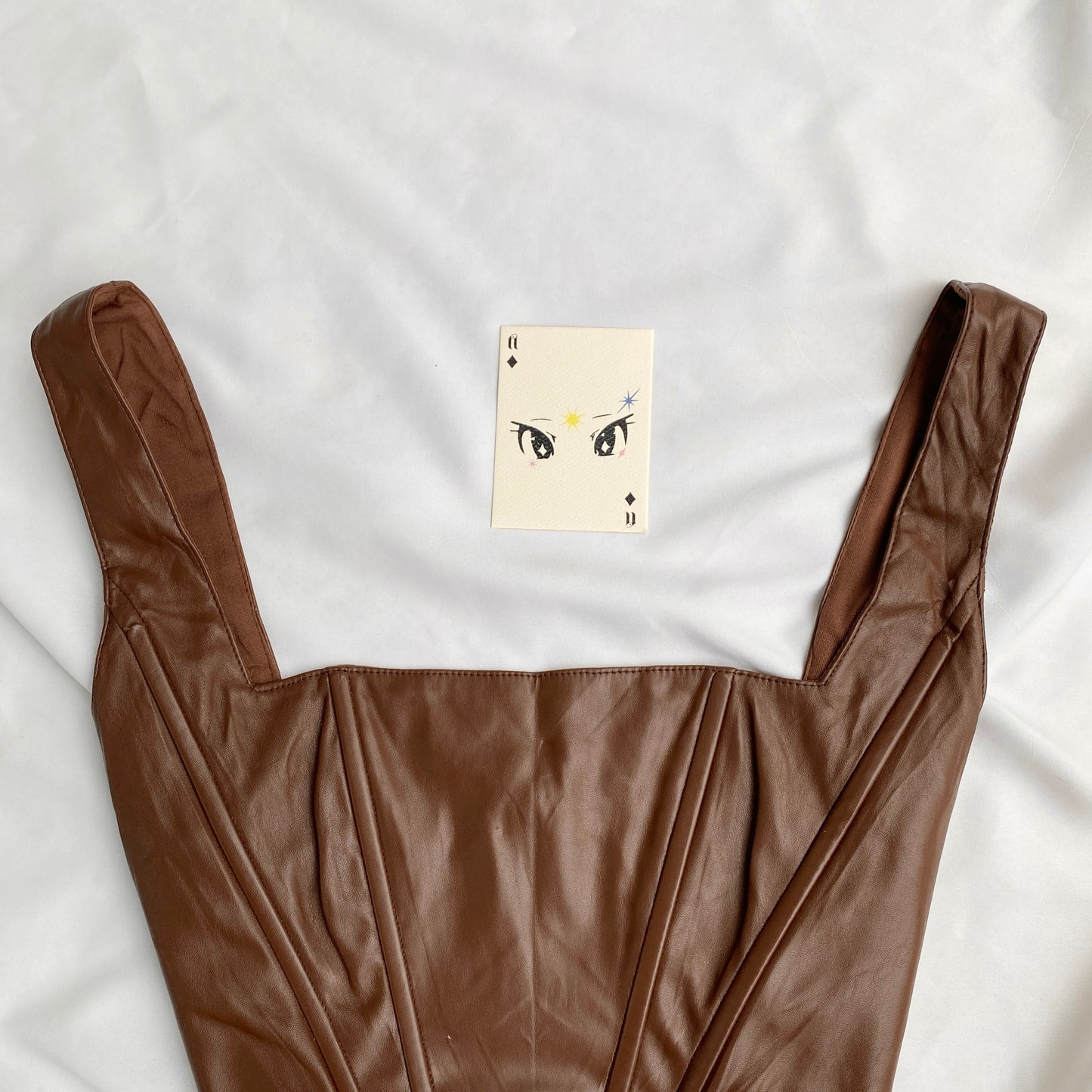 BROWN FAUX LEATHER CORSET FROM WHOIAM (Bust : 32-34, Upper Waist : 26-30)