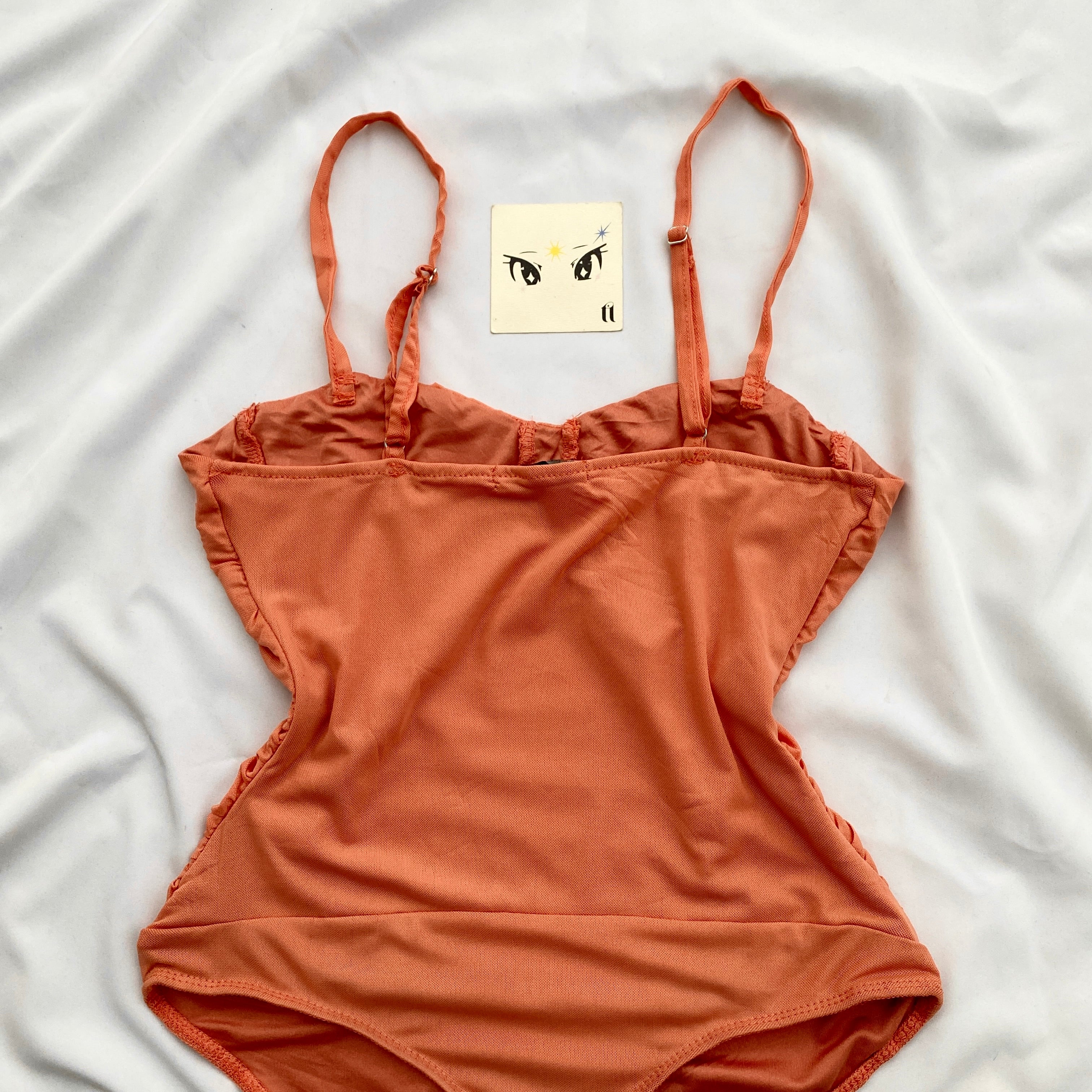ORANGE RUCHED BODYSUIT (Bust : 30-34, Upper Waist : 24-28)
