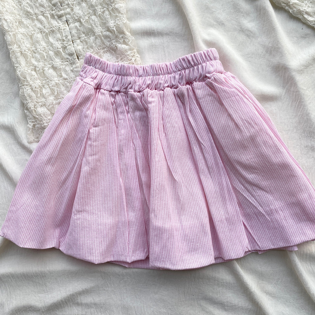 PINSTRIPE BUBBLE SKIRT IN PINK (Waist : 22-26)