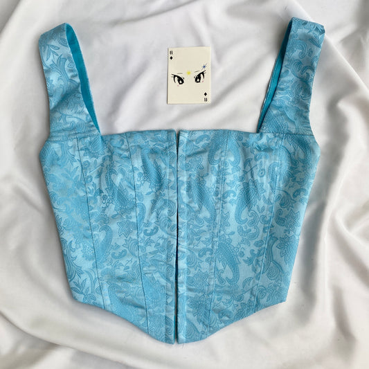 BLUE PAISLEY SATIN CORSET FROM PRINCESS POLLY (Bust : 32-34, Upper Waist : 28-30)