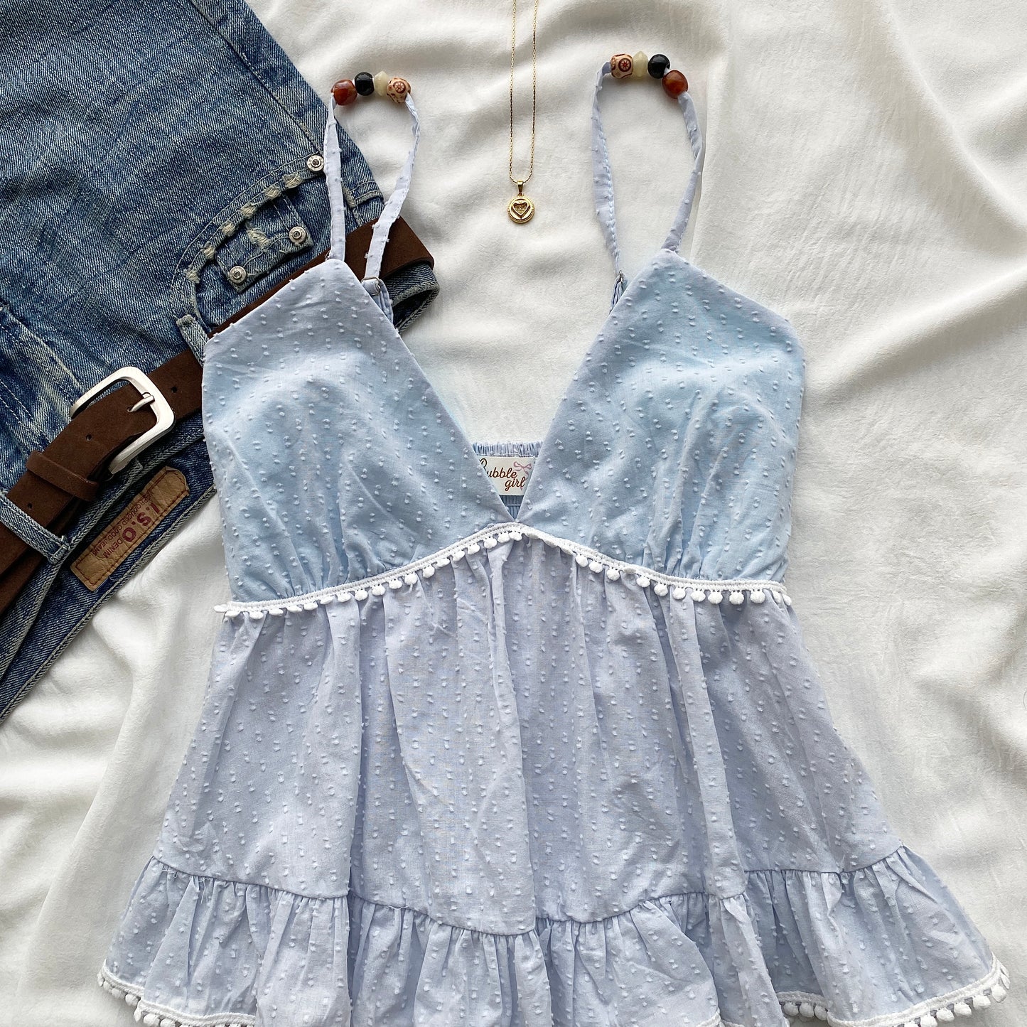 BLUE BEADED TOP (Bust : 28-34, Upper Waist : 24-28)