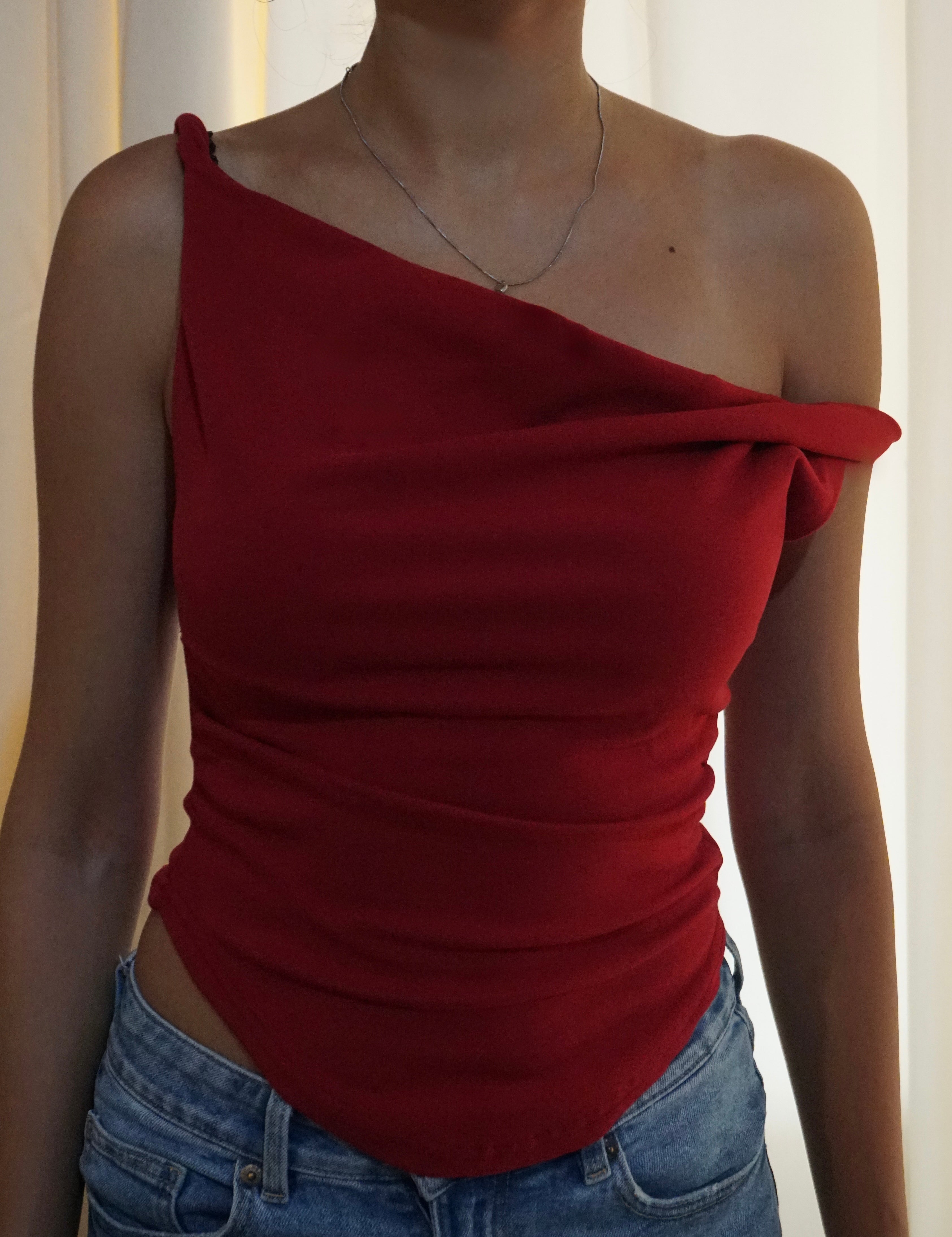 ASYMMETRIC TOP IN BLUSH PINK (Bust : 30-34, Upper Waist : 26-32)
