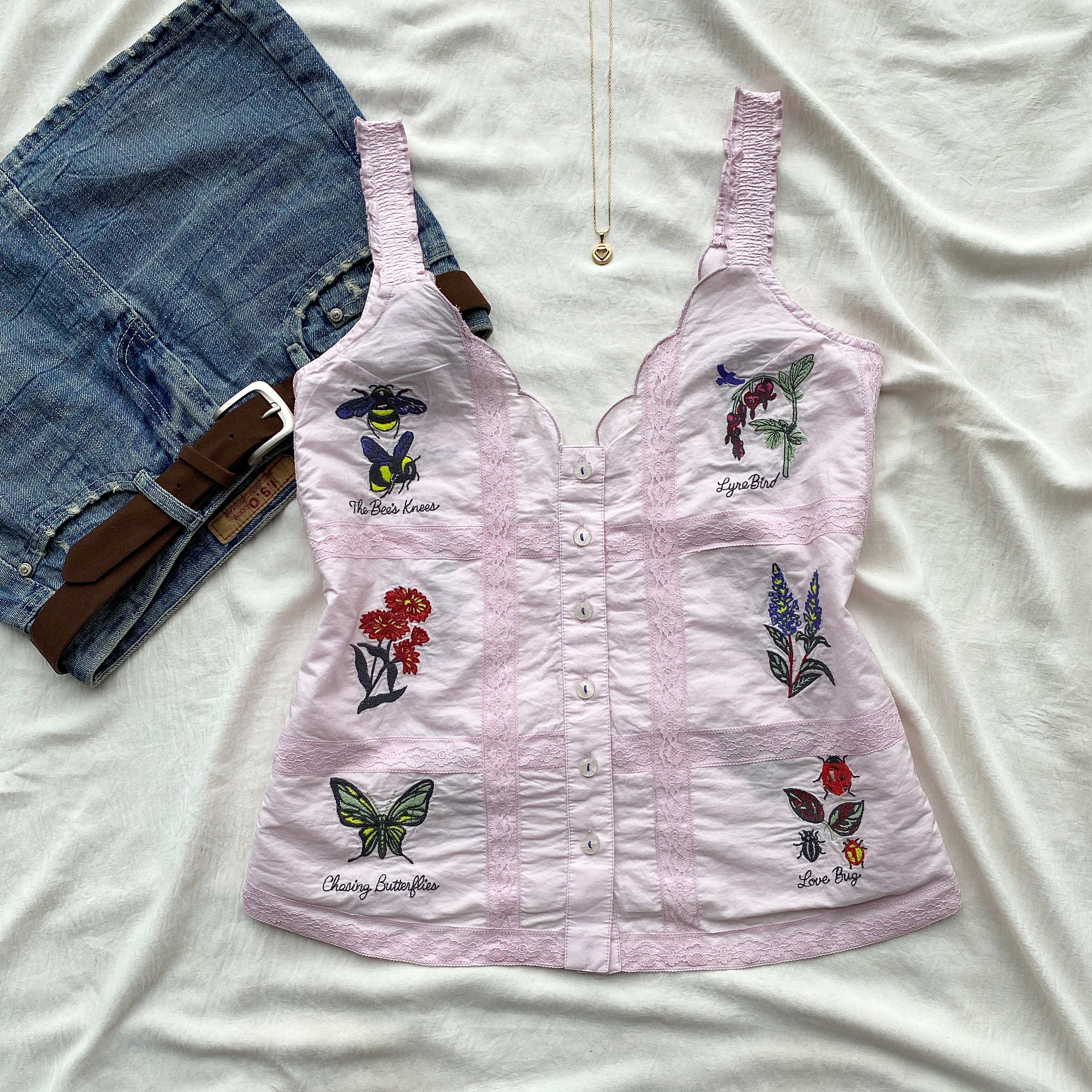 PINK EMBROIDERED TOP FROM ANTHROPOLOGY (Two sizes)