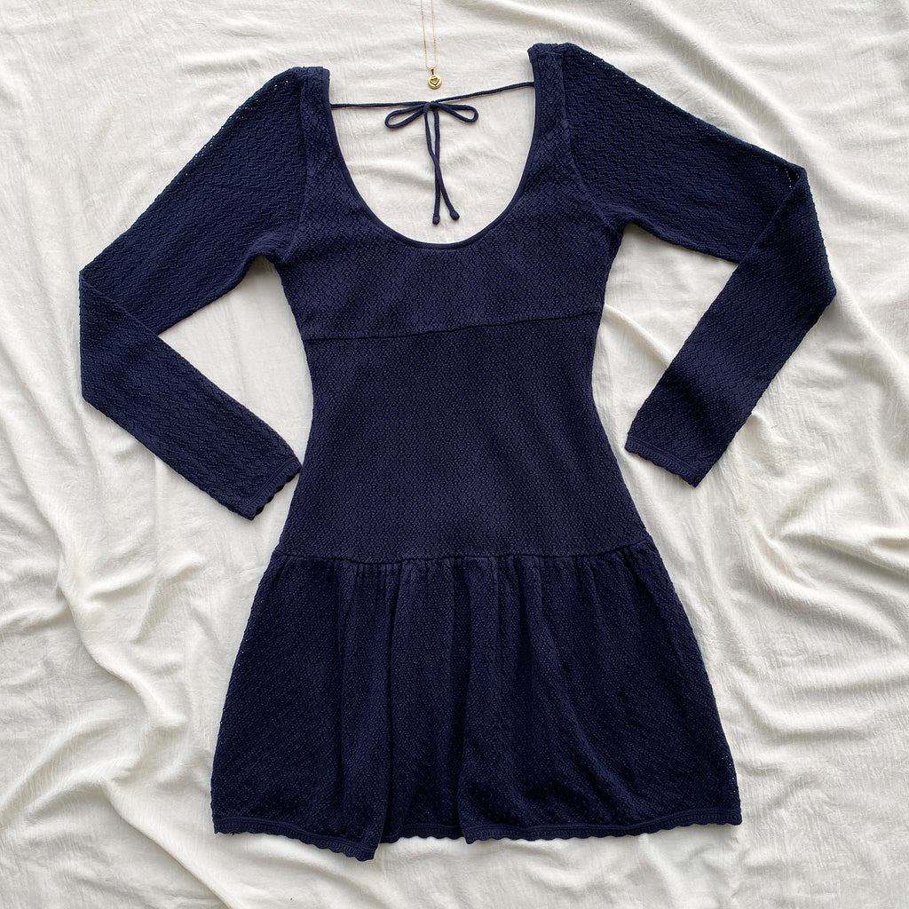 NAVY BLUE CROCHET DRESS FROM HOLLISTER (Bust : 30-34, Upper Waist : 26-34)