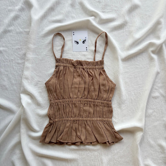BROWN SMOCKED TOP (Bust : 28-32, Upper Waist : 22-26)