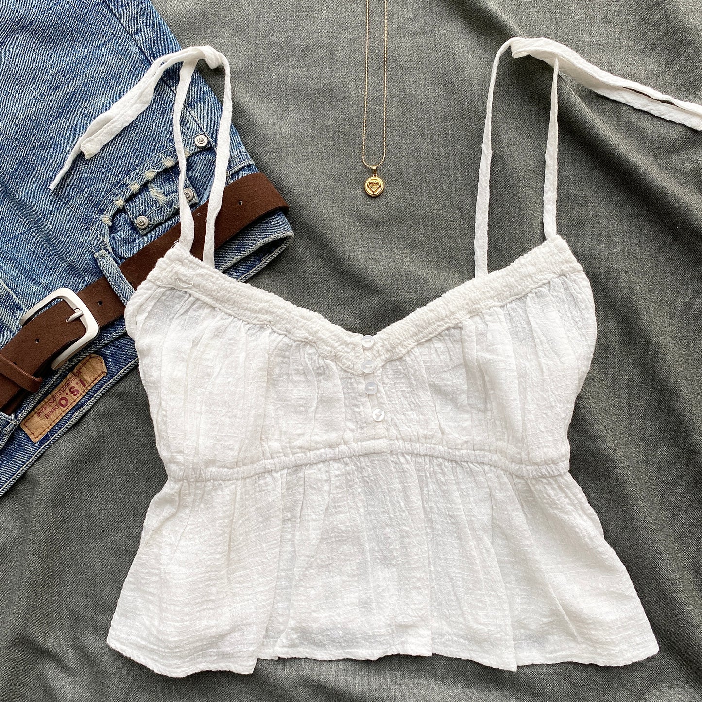 WHITE TIE UP TOP (Bust : 34-38, Upper Waist : 28-34)