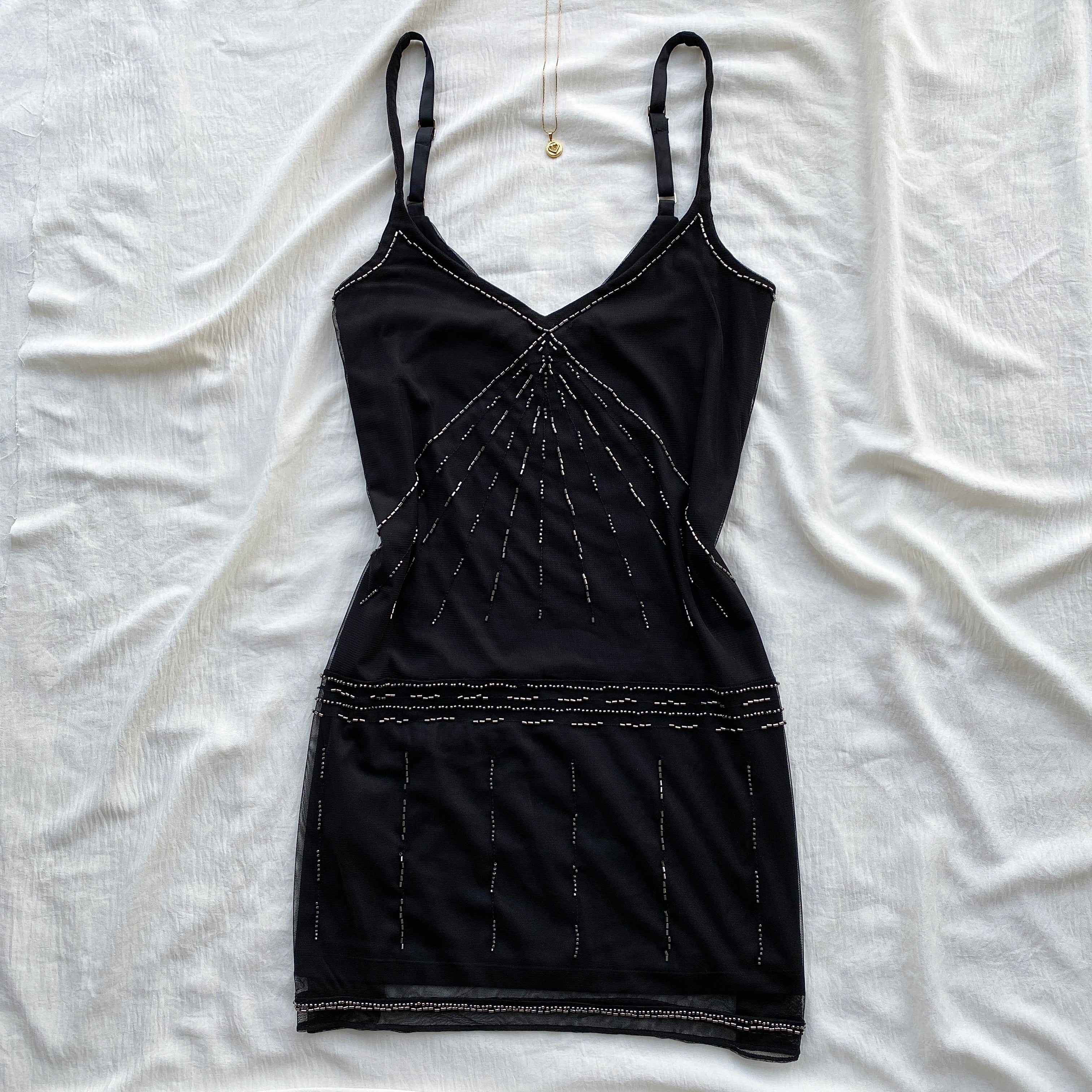 BLACK BEADED DRESS FROM ABERCROMBIE (Bust : 34-36, Upper Waist : 26-29)