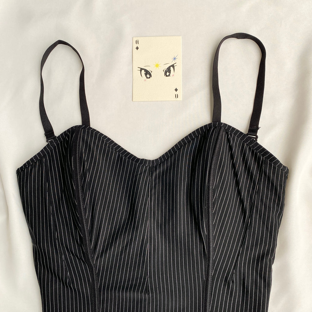 PINSTRIPE CORSET (Bust : 32D/34C/36B, Upper Waist : 26-30)