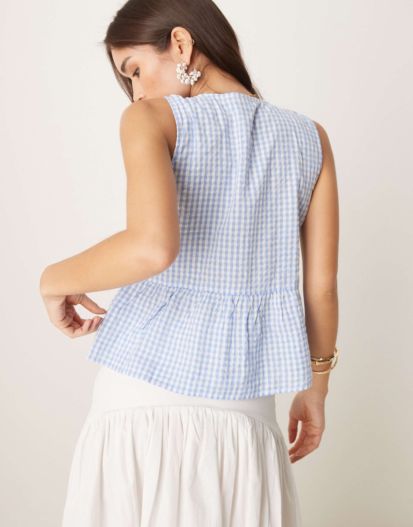 GHINGHAM TOP IN BLUE (Bust : 30-34, Upper Waist : 26-32)