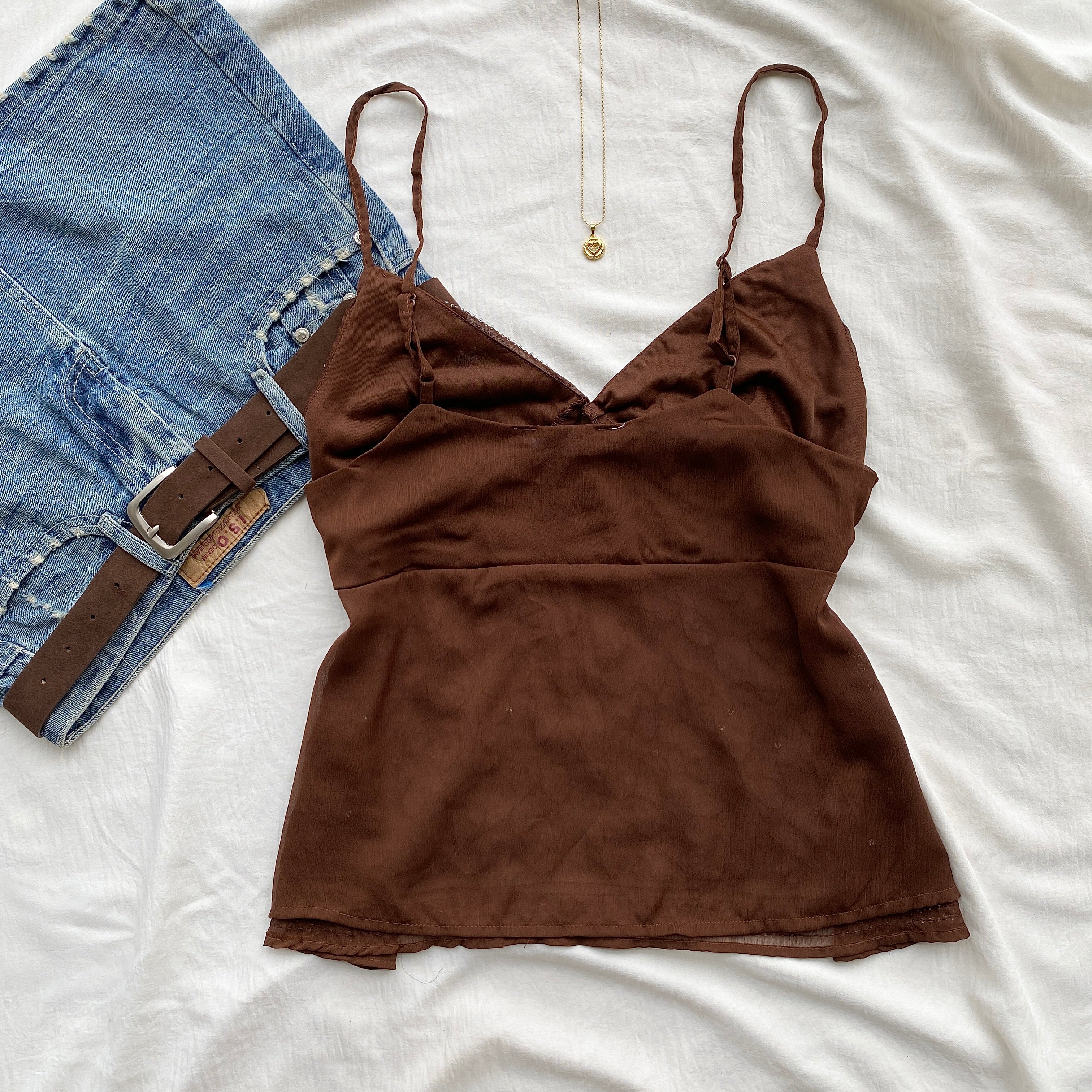 BROWN EMBELLISHED TOP (Bust : 34-36, Upper Waist : 28-32)