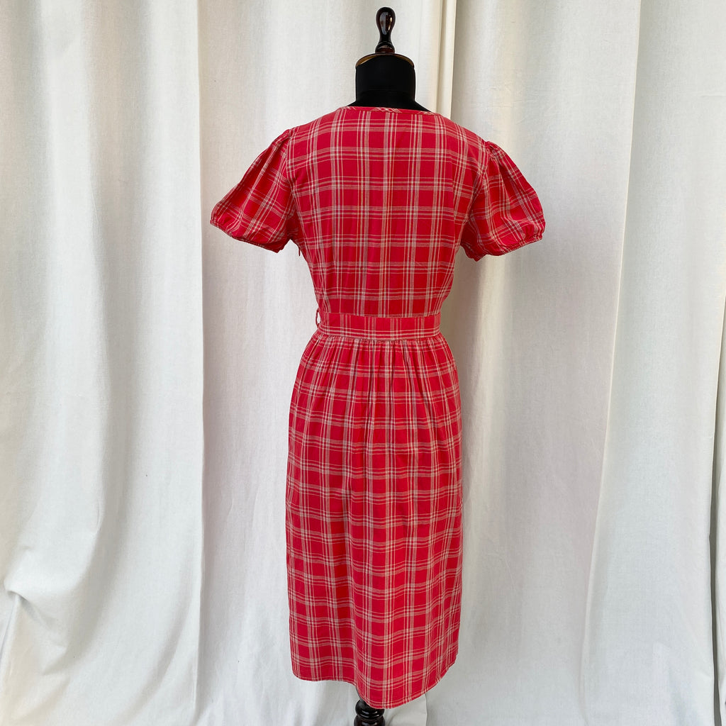 RED PLAID DRESS (Bust : 34-36, Upper Waist : 28-32)
