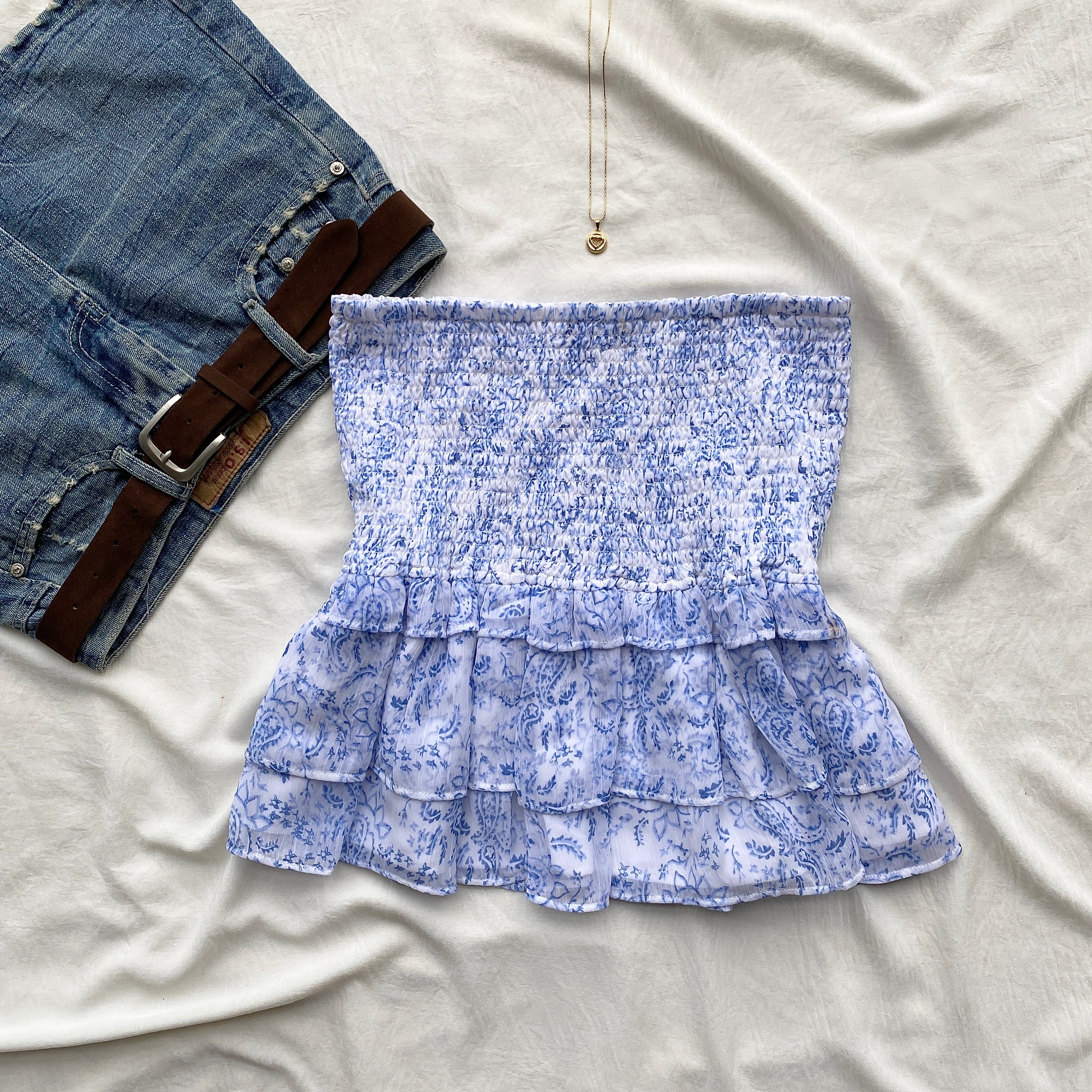 BLUE FLORAL TOP (Bust : 30-34, Upper Waist : 28-34)