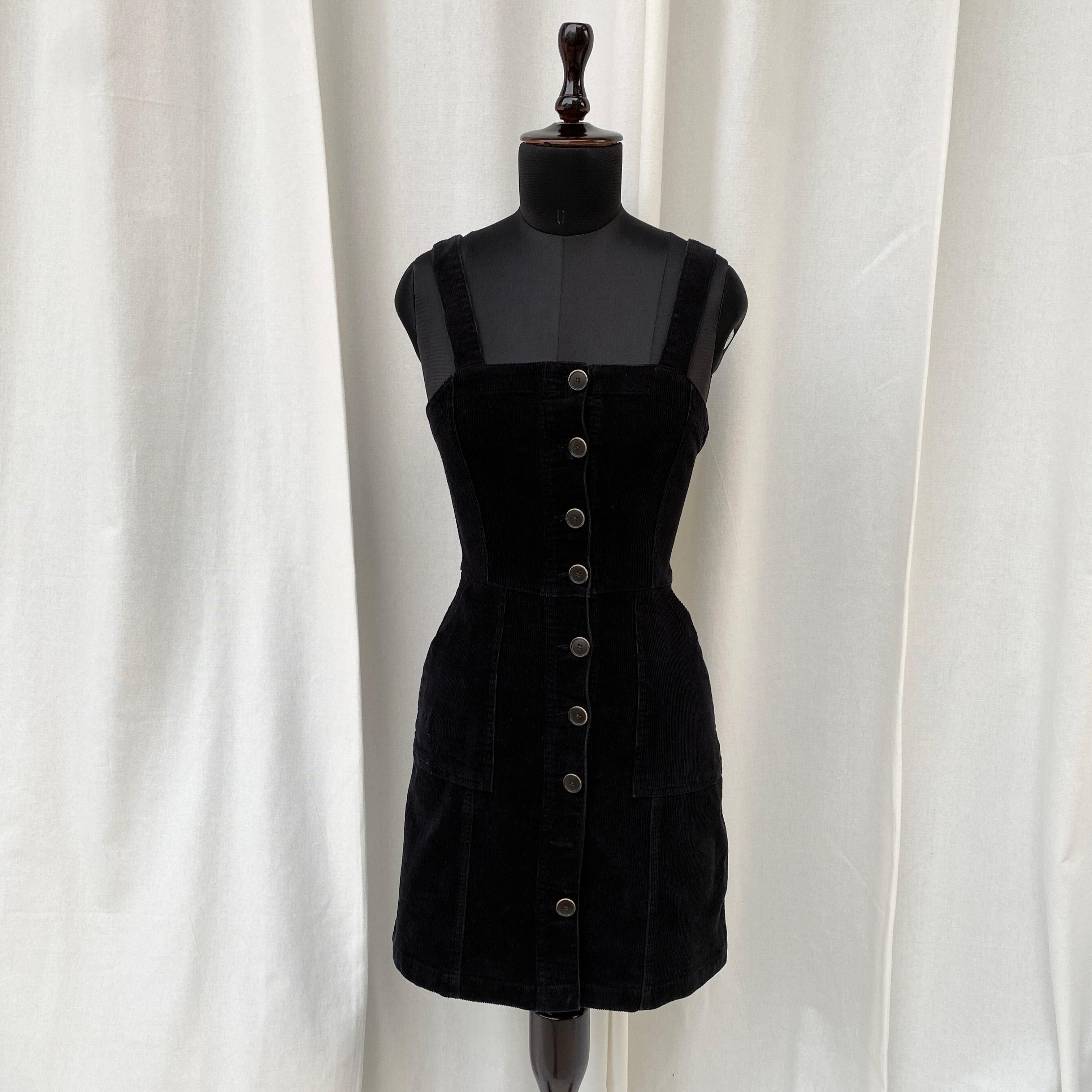BLACK CORDUROY DRESS (Bust : 28-32, Upper Waist : 24-26)