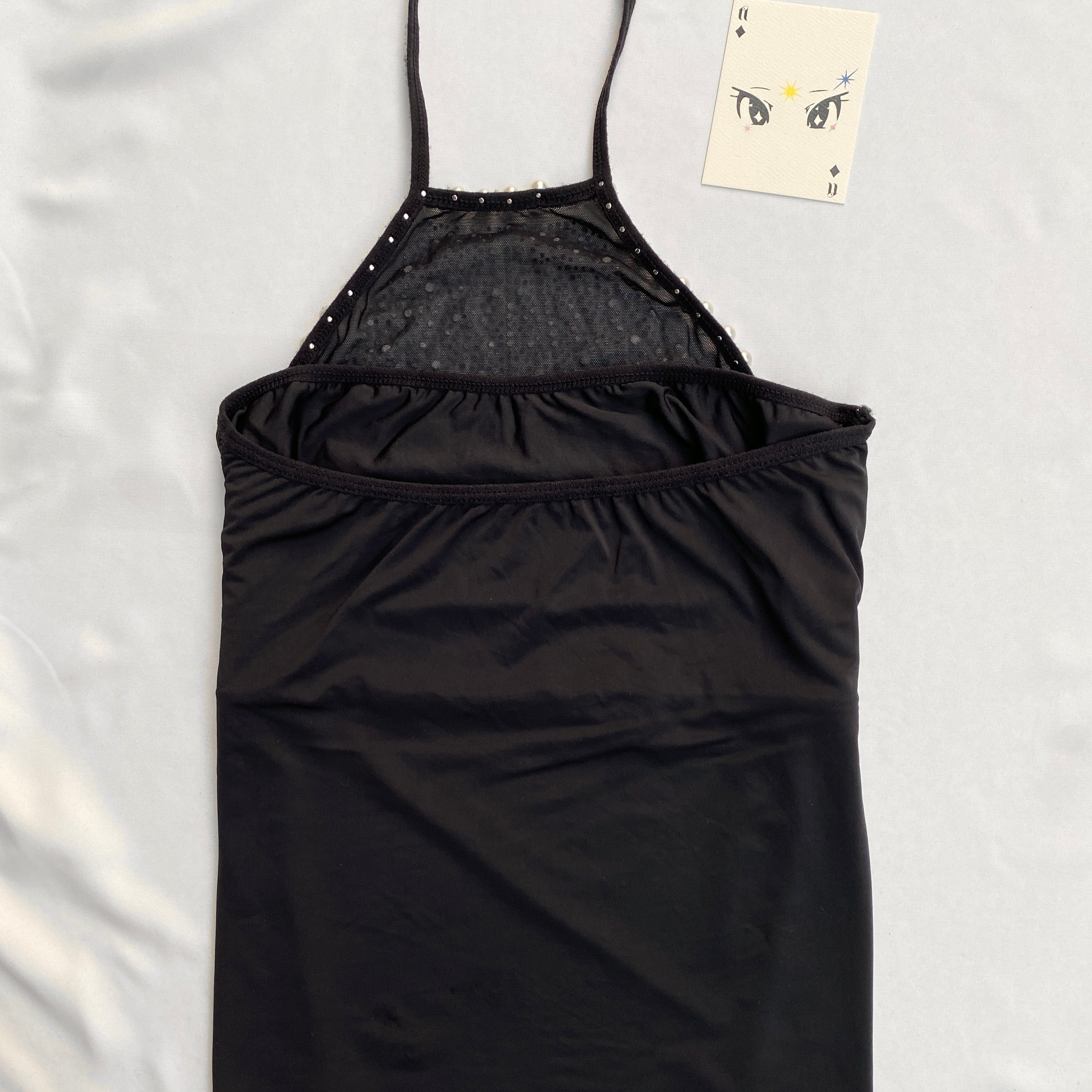 BLACK EMBELLISHED HALTER TOP (Bust : 30-34, Upper Waist : 26-30)