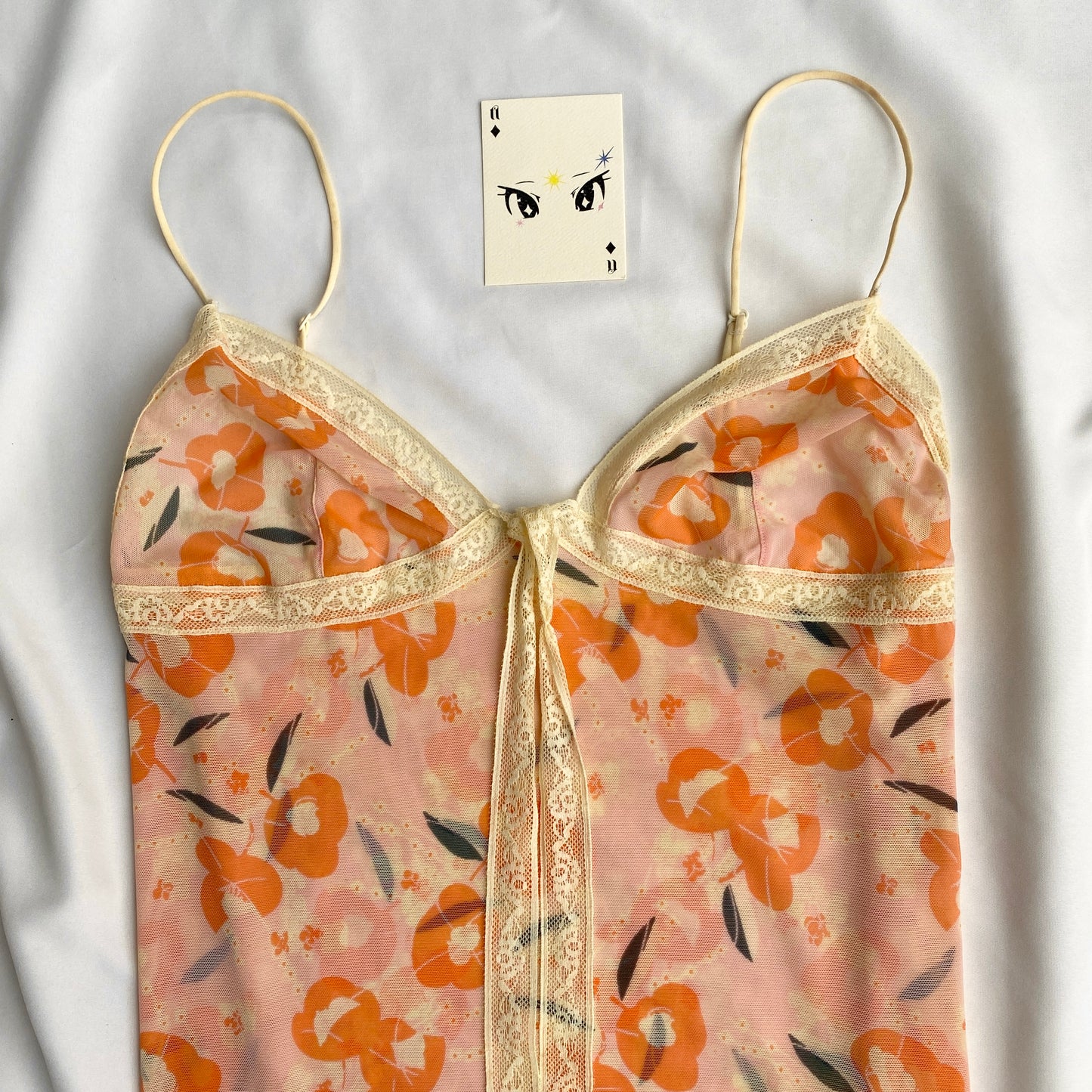 ORANGE MESH CAMI TOP (Bust : 34-38, Upper Waist : 28-36)