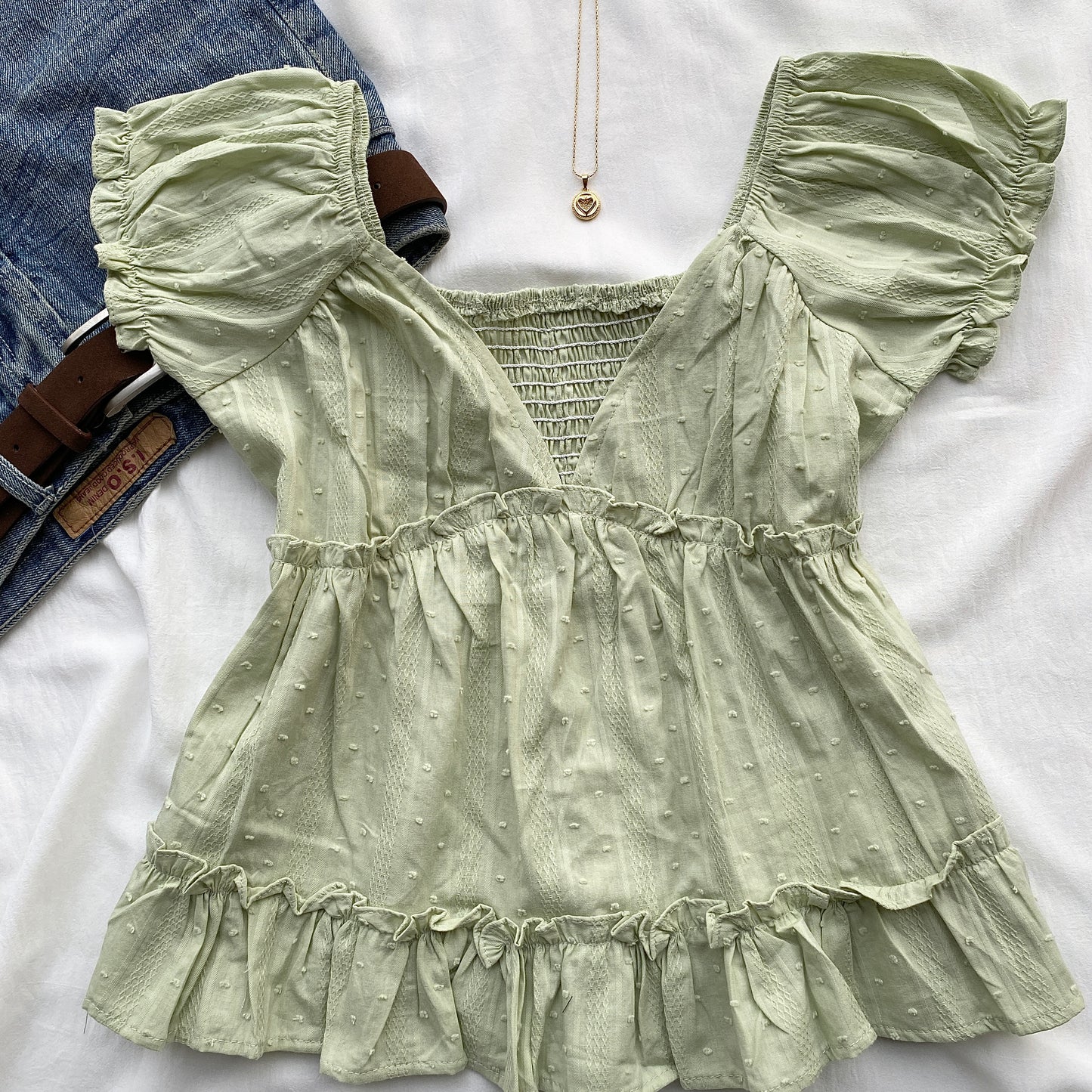 FLEUR TOP IN GREEN (Bust : 30-34, Upper Waist : 24-28)