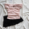 PINK OFF SHOULDER POLKA DOT (Bust : 28-32, Upper Waist : 22-28)
