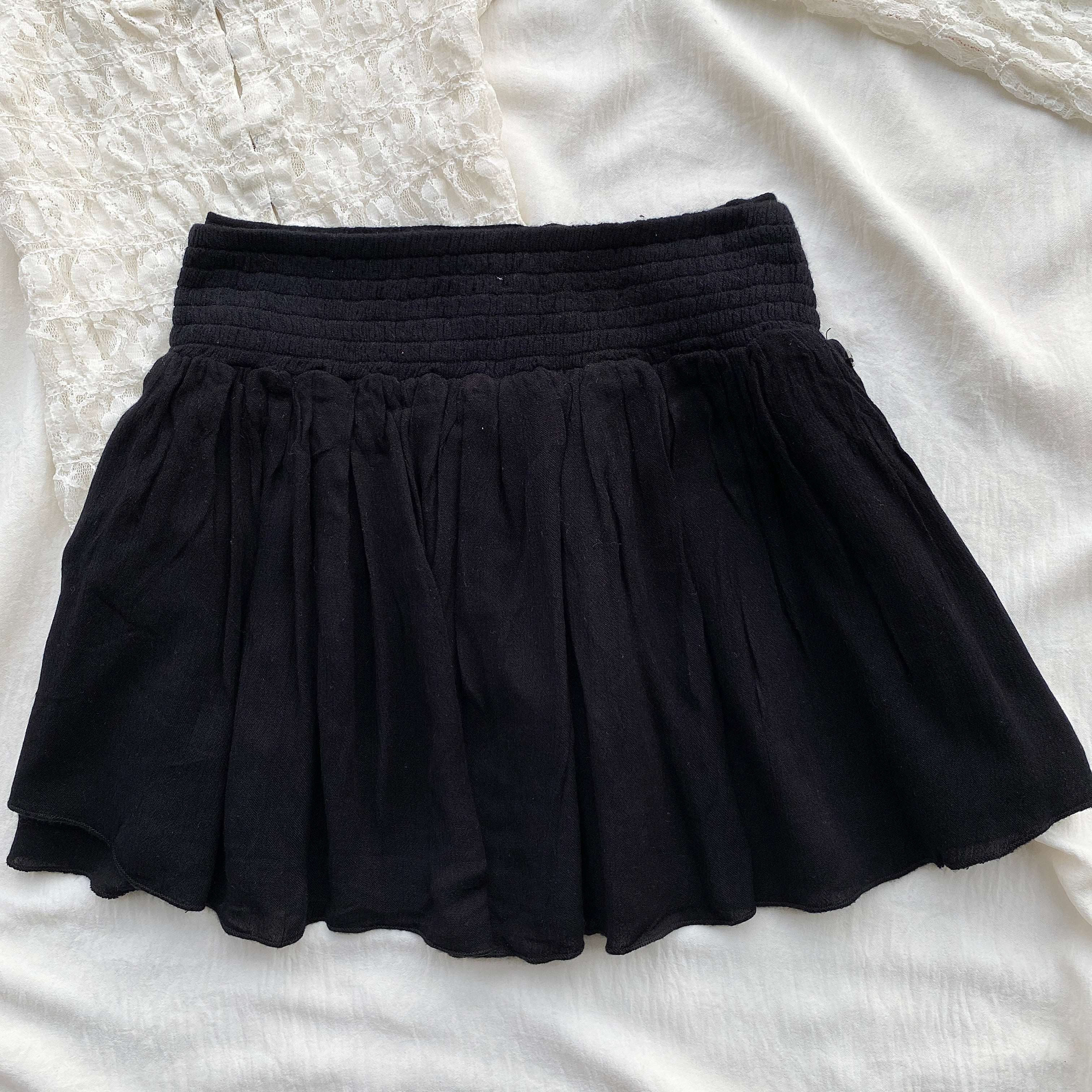BLACK SKIRT WITH EMBROIDERED BAND FROM RIPCURL (Waist : 22-26)