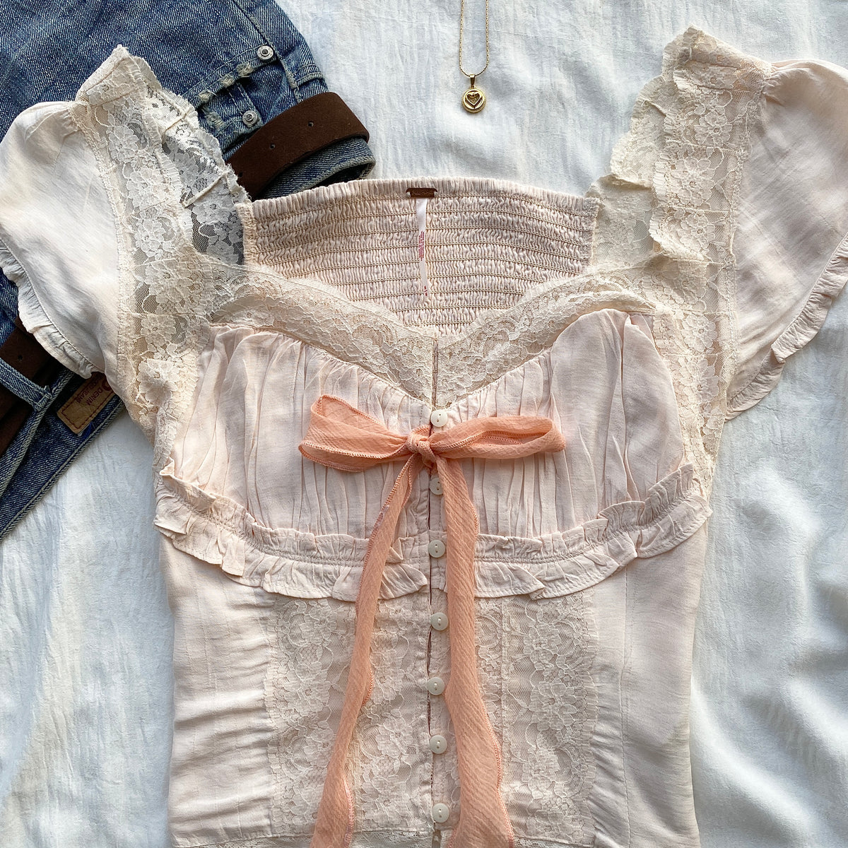 PEACH BLOUSE FROM FREE PEOPLE (Bust : 34-36, Upper Waist : 28-32)