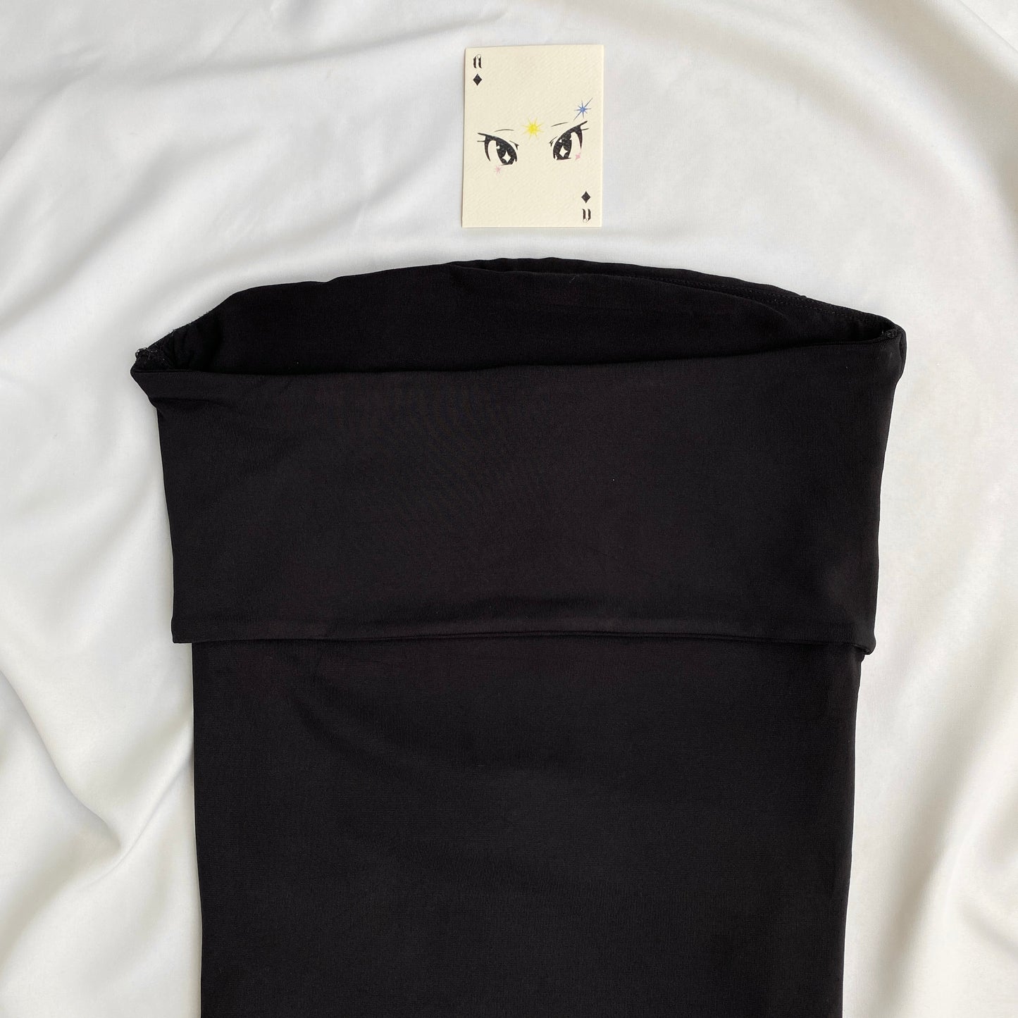 BLACK RUCHED TUBE TOP WITH EMBELLISHED A (Bust : 28-32, Upper Waist : 24-28)